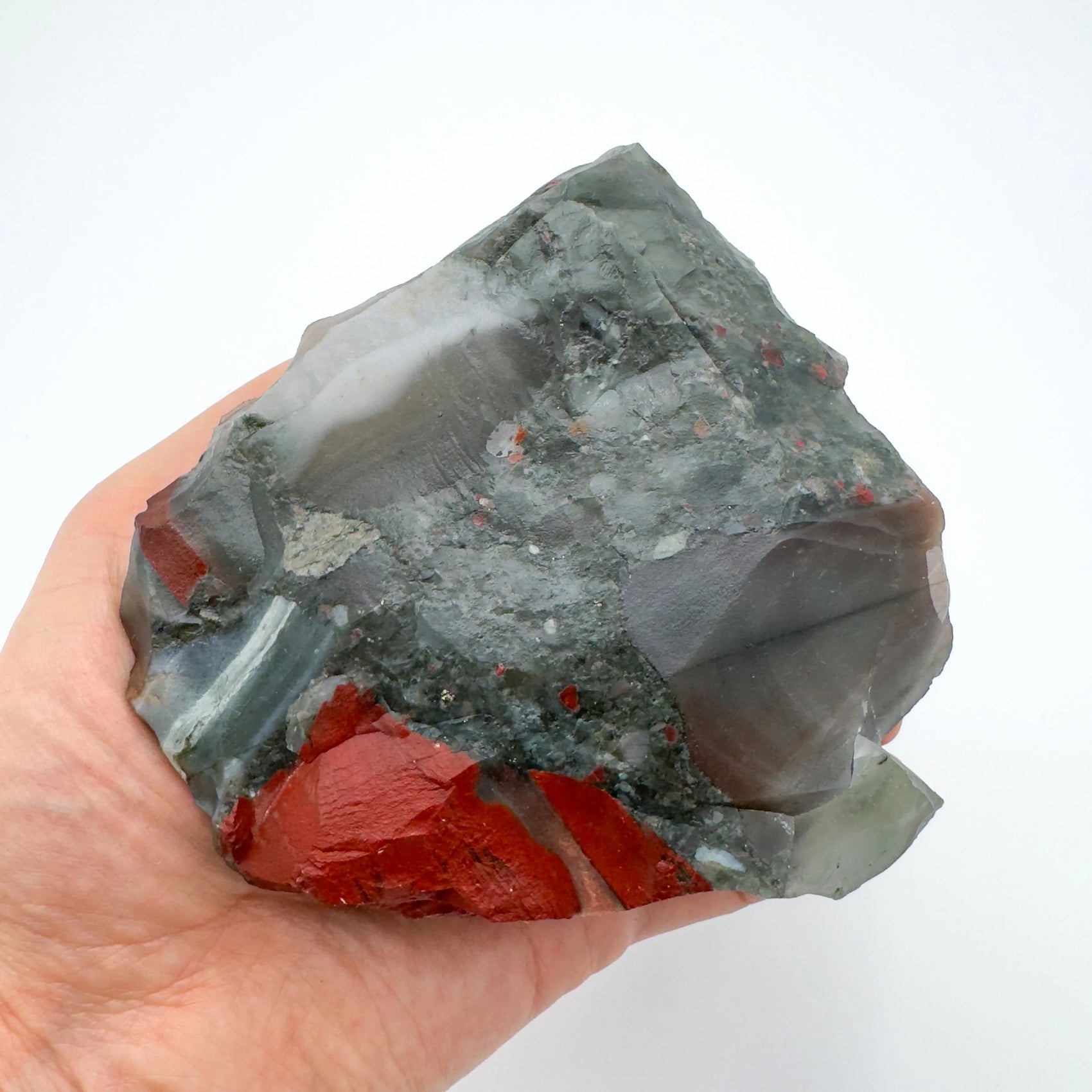 Full profile of Grade AA Bloodstone specimen ready to ship from Beyond Bohemian
