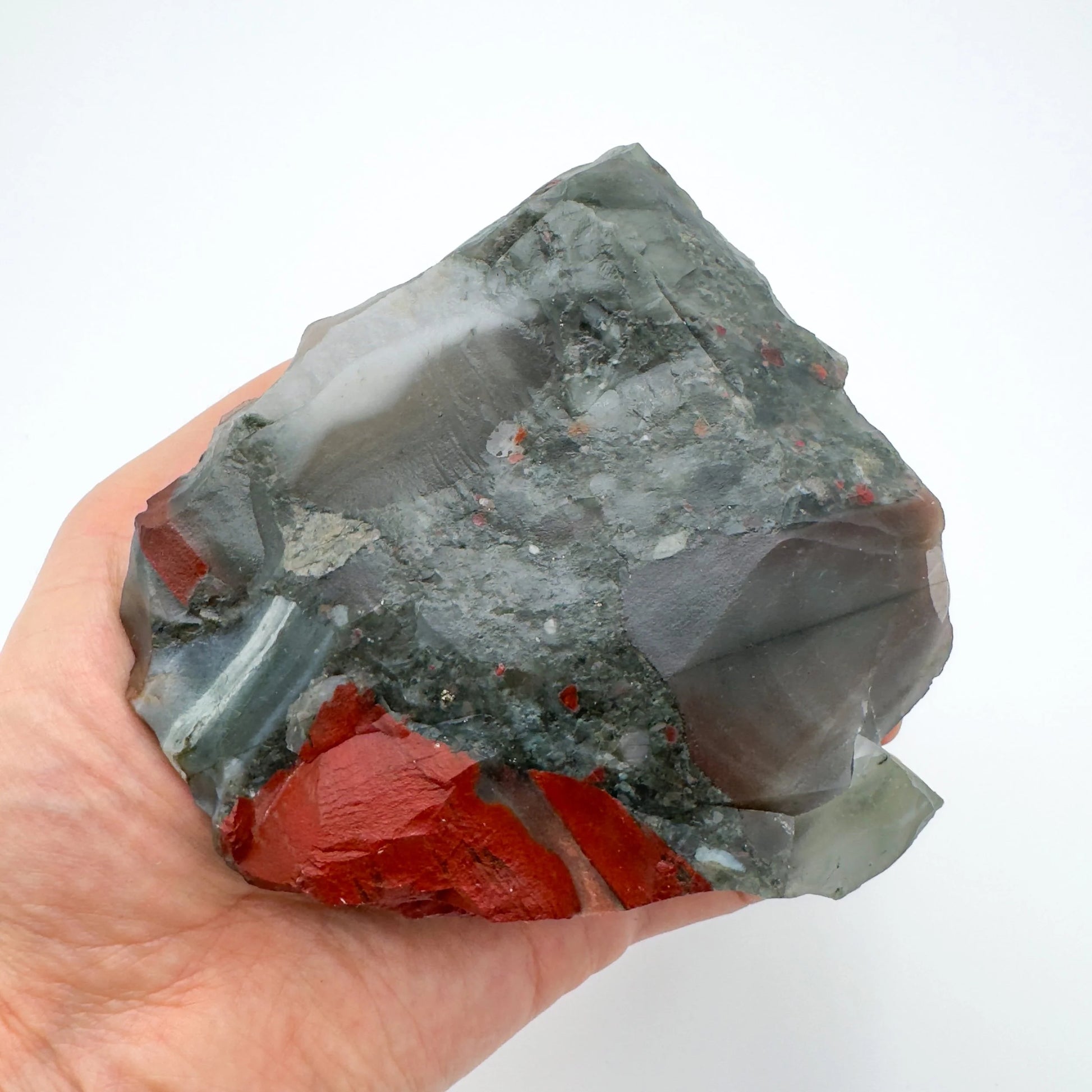 Full profile of Grade AA Bloodstone specimen ready to ship from Beyond Bohemian
