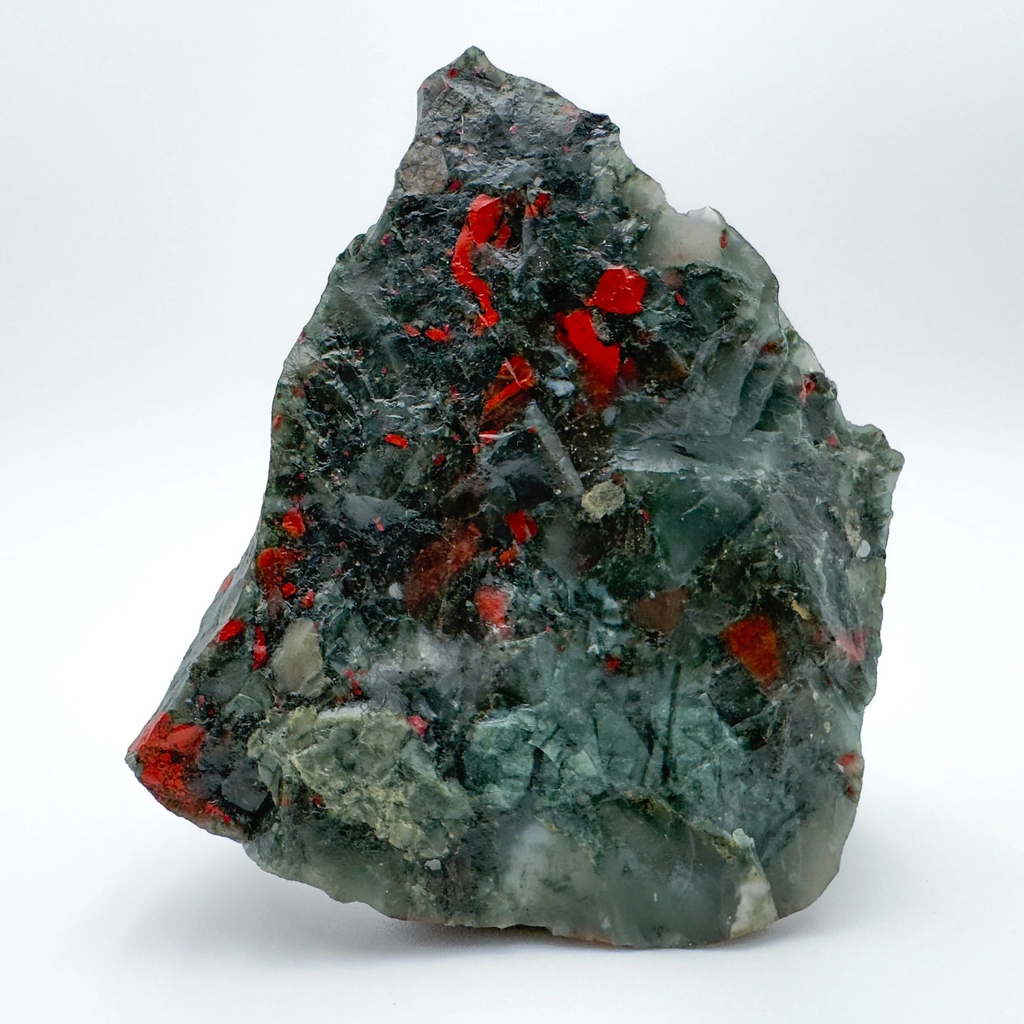 Close-up of Bloodstone specimen, soothing wellness stone for Confidence