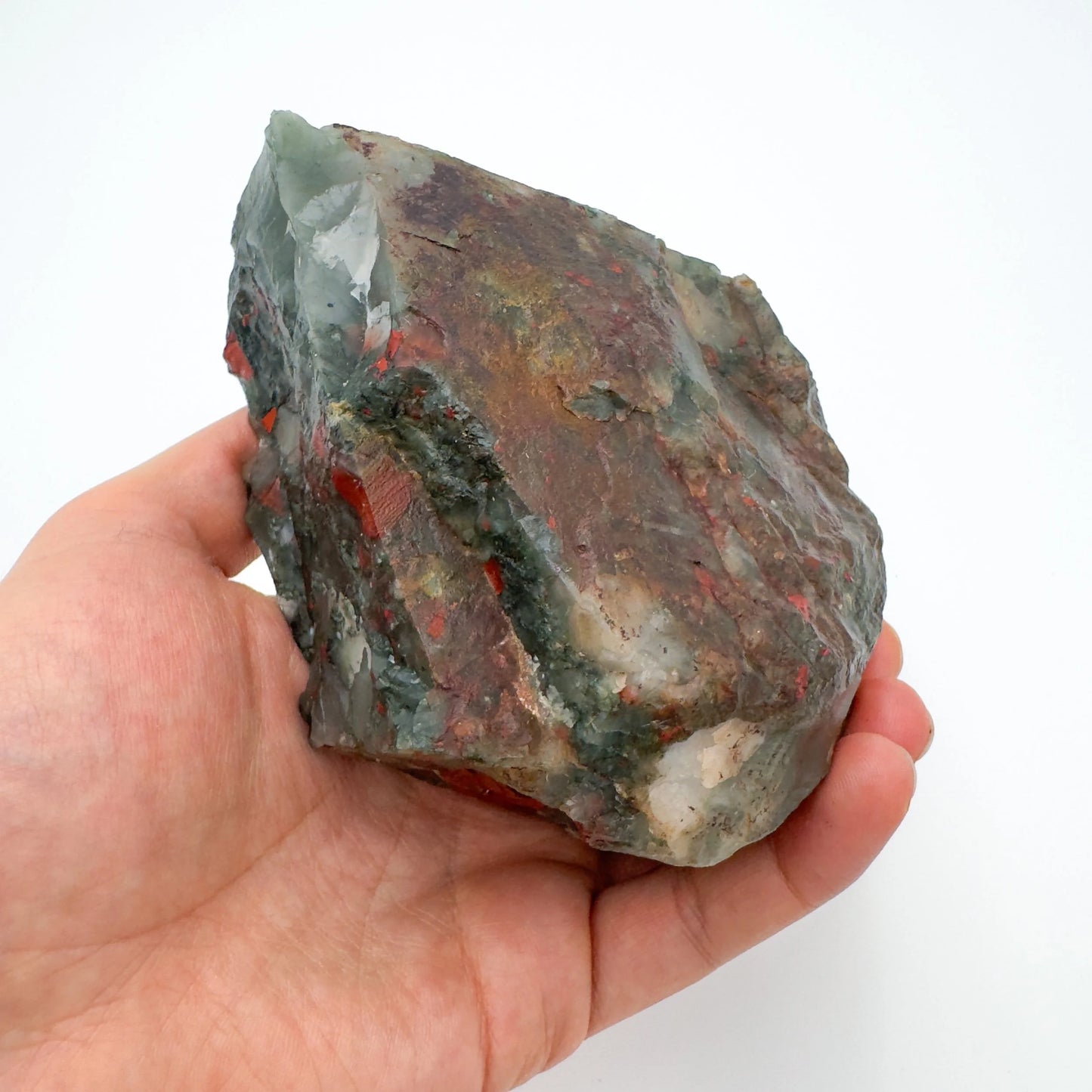 Bloodstone specimen with Green, Red color, polished finish for mindful calm