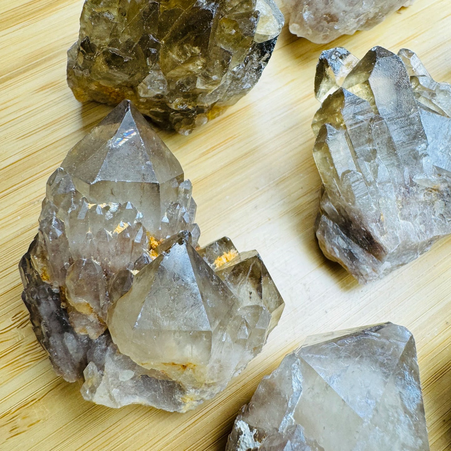 Bird's-eye view of Natural Citrine Raw specimen, linked to Abundance, from Haut-Lomami, Democratic Republic of the Congo.