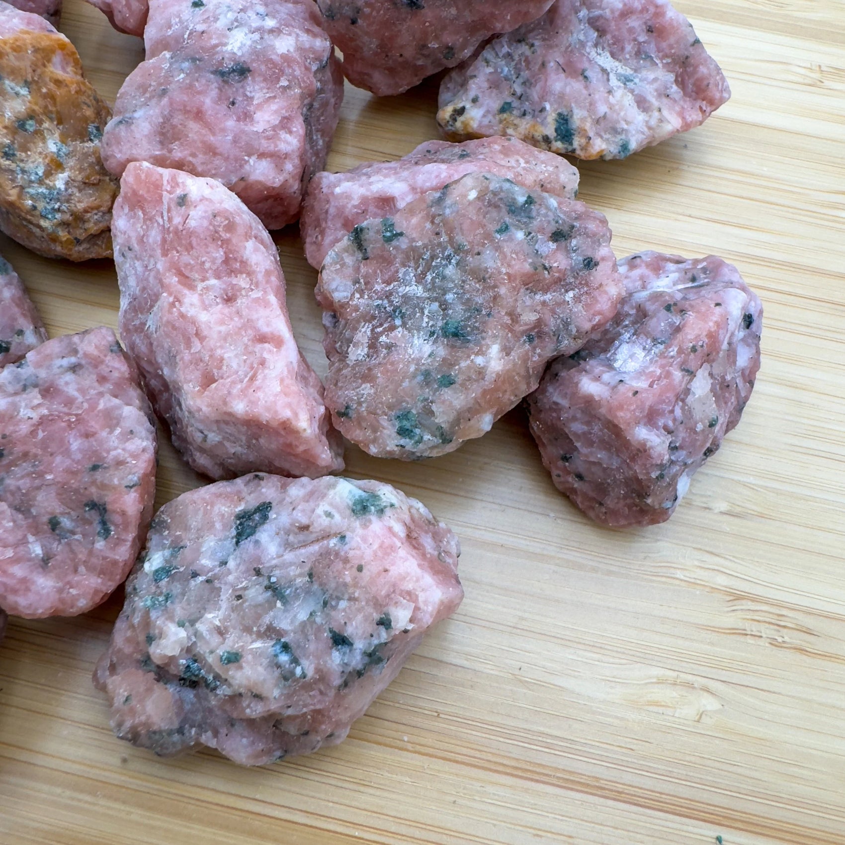 Full profile of Grade A Orange Calcite raw ready to ship from Beyond Bohemian