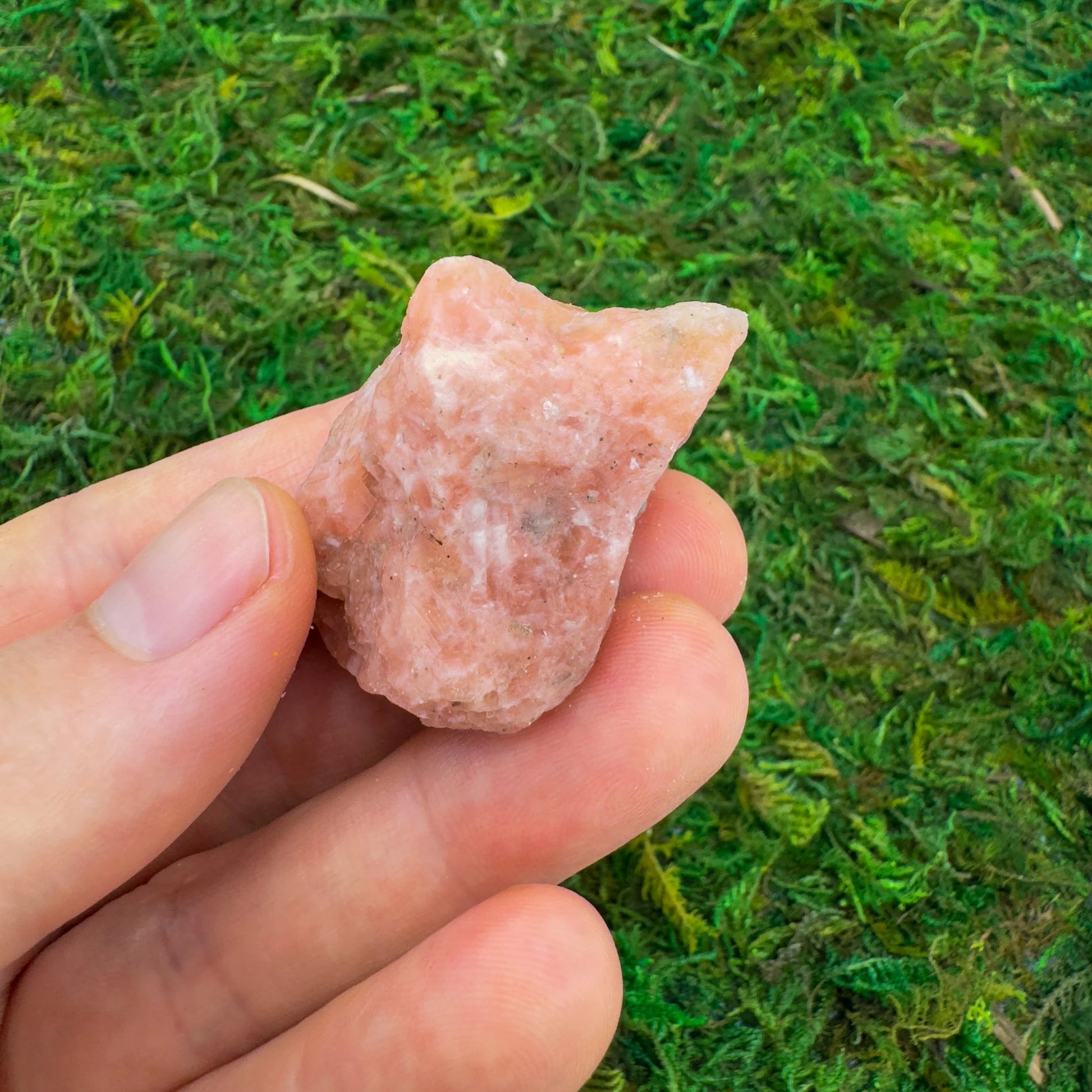 Full profile of Grade A Orange Calcite raw ready to ship from Beyond Bohemian