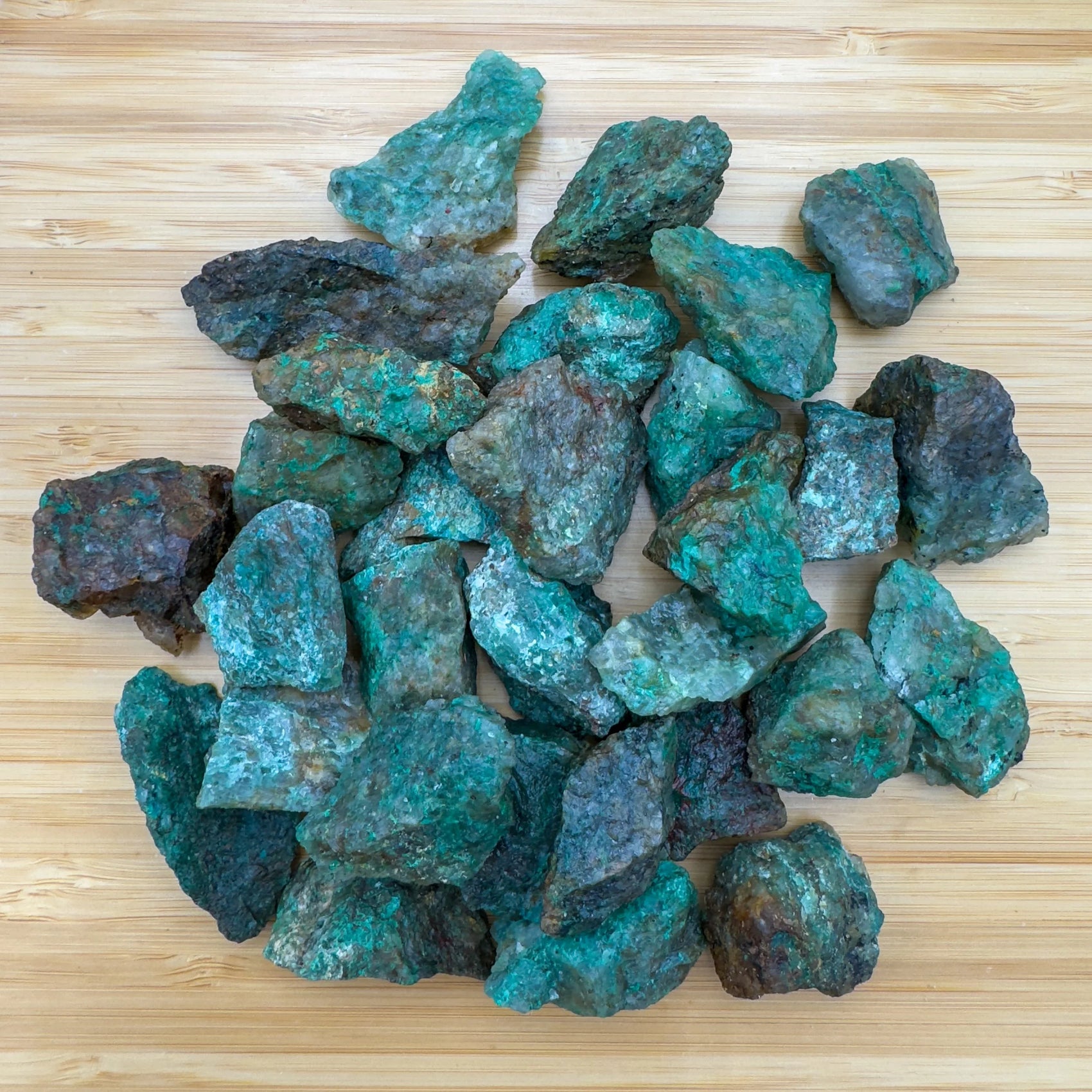 Handheld Chrysocolla raw stone from Madagascar for meditation, Emotional Healing and Stress Relief