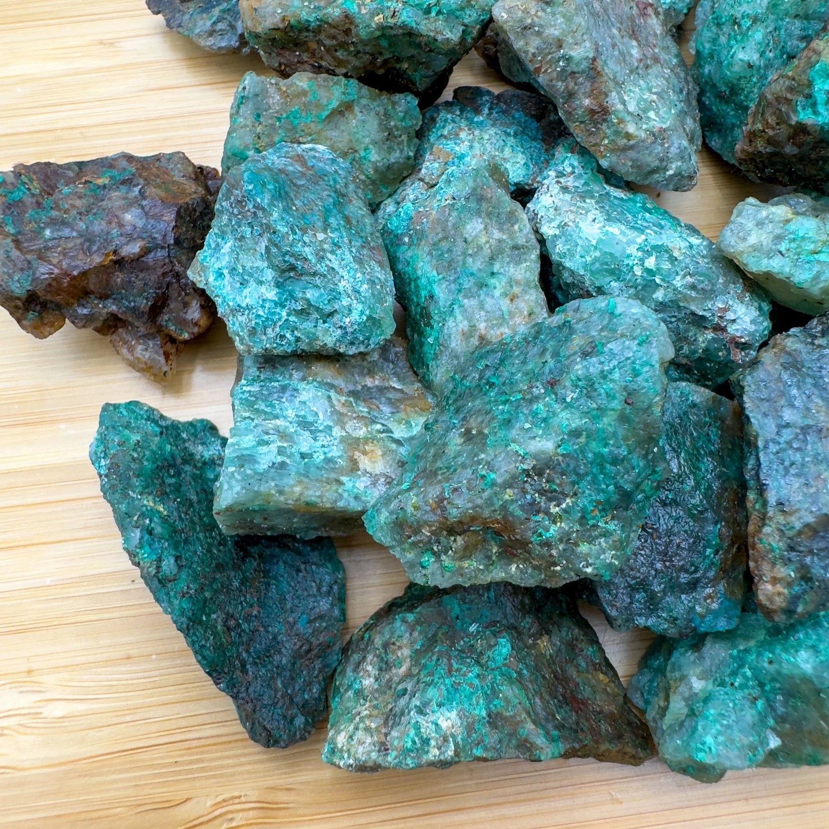 Chrysocolla raw stones from Madagascar, Blue, Green stones for Emotional Healing
