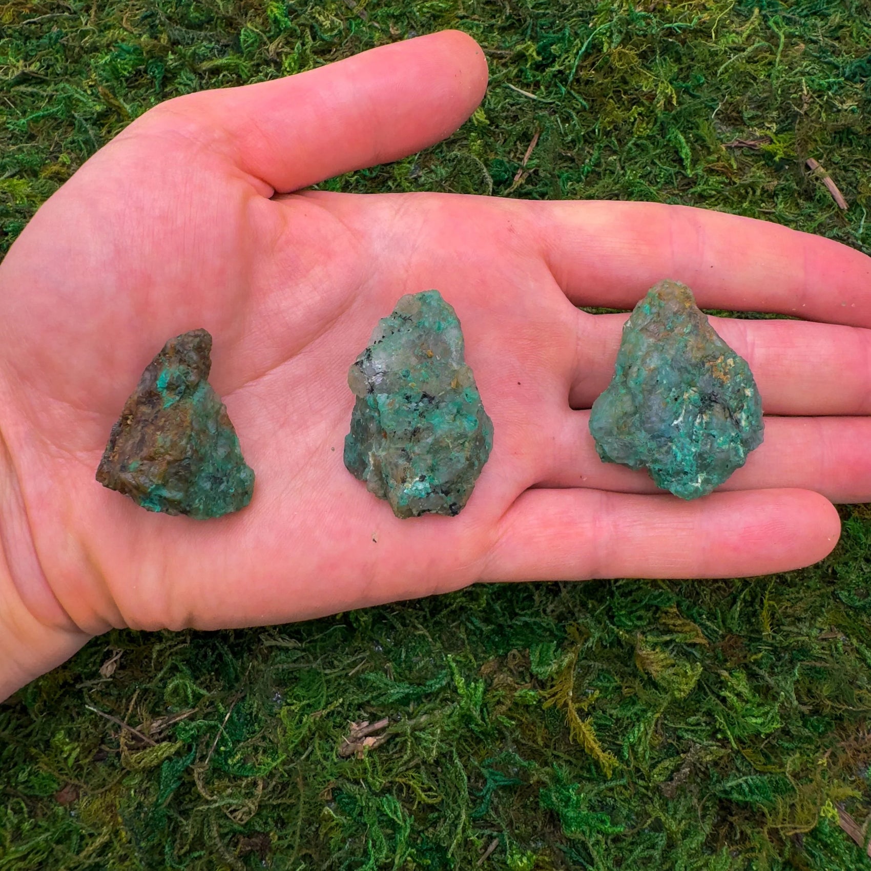 Chrysocolla raw stone in Blue, Green tones from Madagascar for Emotional Healing and Stress Relief