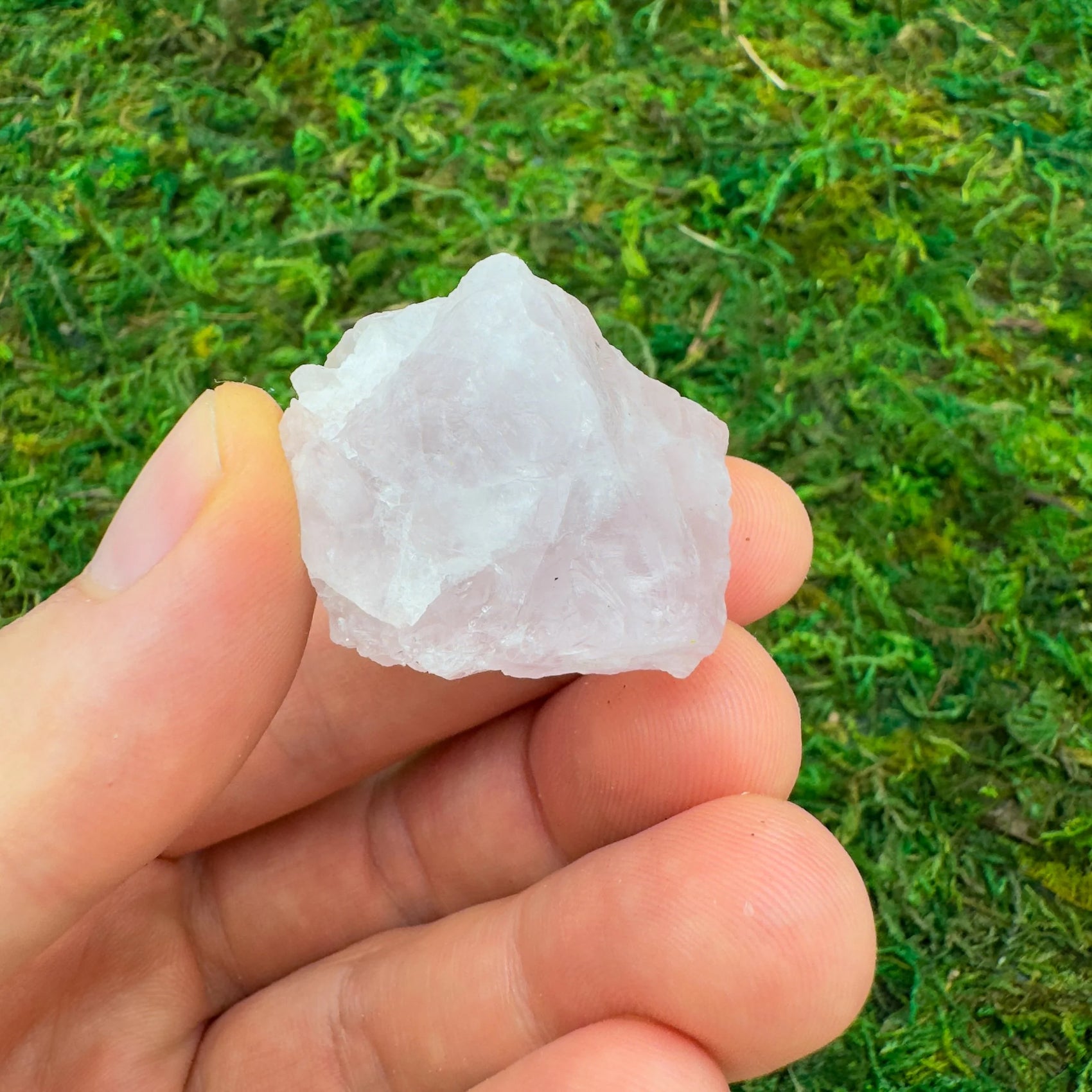 Handheld Rose Quartz raw crystal from Madagascar for meditation, Emotional Healing and Stress Relief