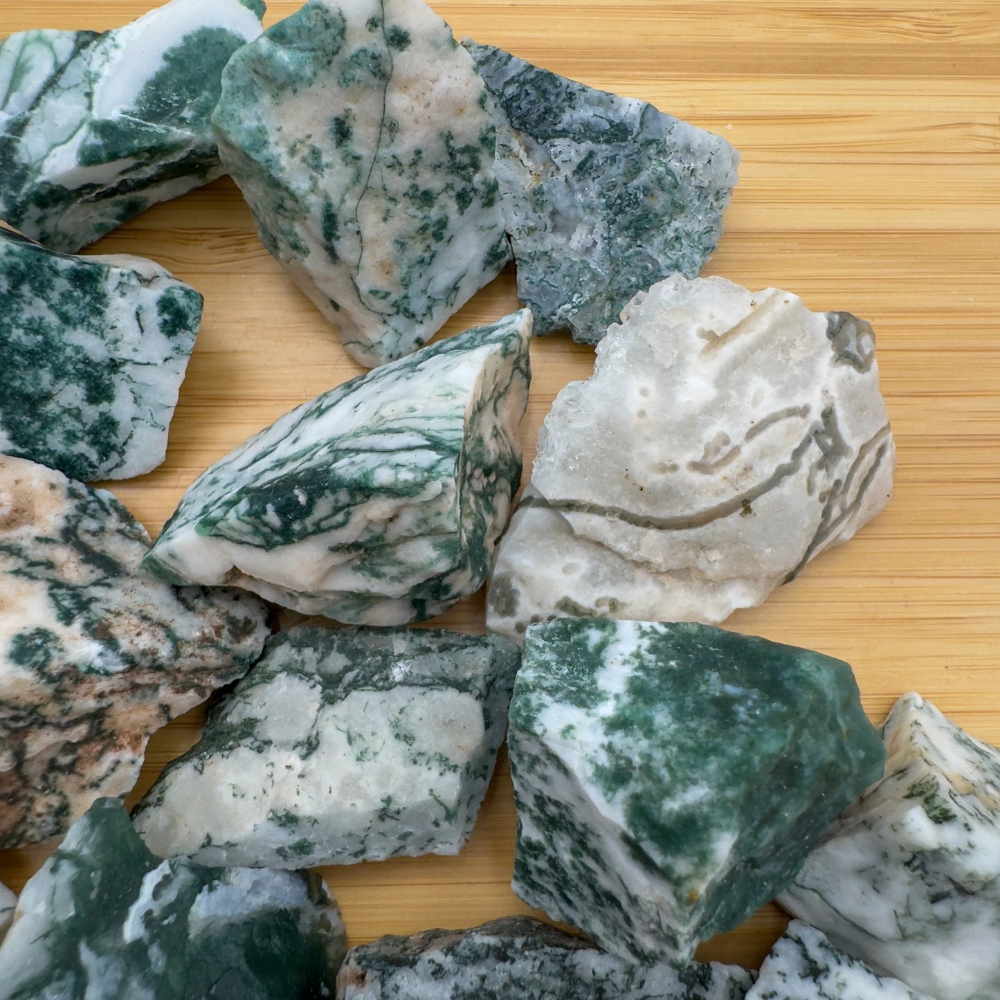 Top angle of Tree Agate raw stone, from Central District, Botswana, to support Healing and Emotional Healing.