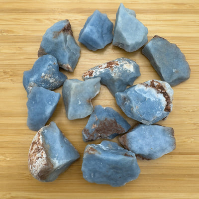 Ethically sourced Grade A Angelite raw from Huarochirí, Peru at Beyond Bohemian