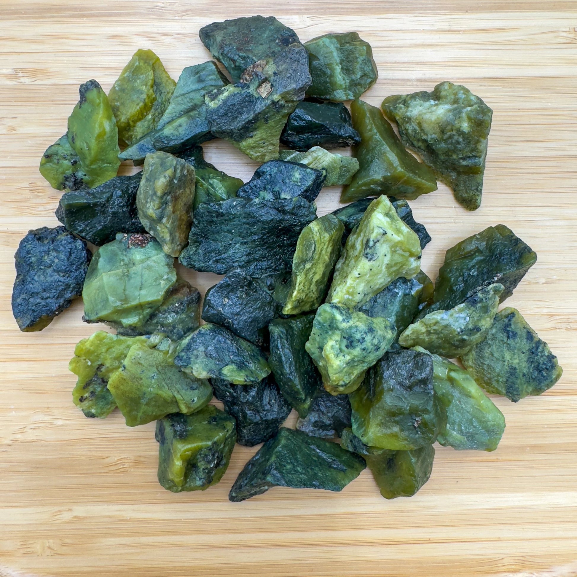 Serpentine raw stone in Green tones, ethically sourced from Peru for Emotional Healing and Cleansing