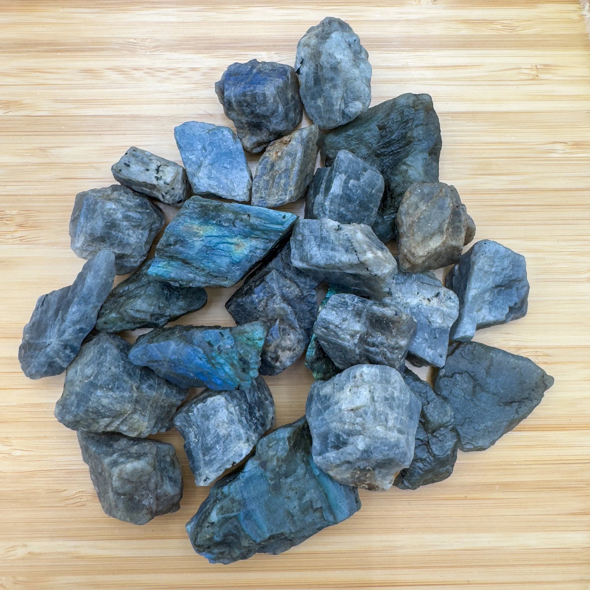 Close detail of Labradorite raw stone, often paired with practices around Intuition, sourced from Atsimo-Andrefana, Madagascar.