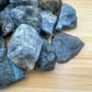 Back view of Grade A Labradorite raw showing natural surface