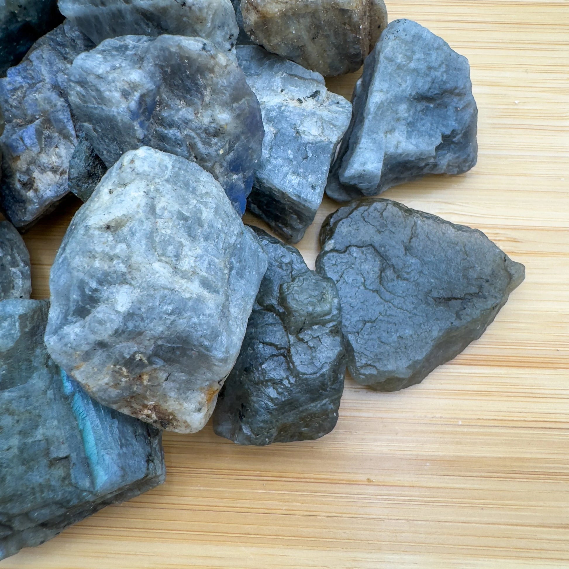 Back view of Grade A Labradorite raw showing natural surface