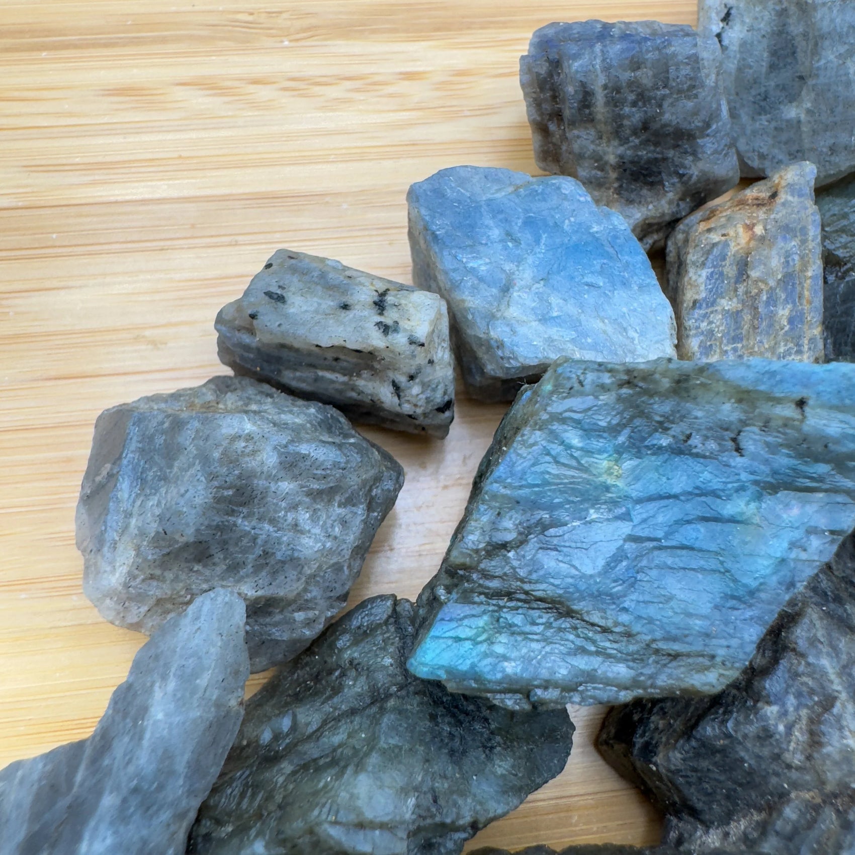 Full profile of Grade A Labradorite raw ready to ship from Beyond Bohemian