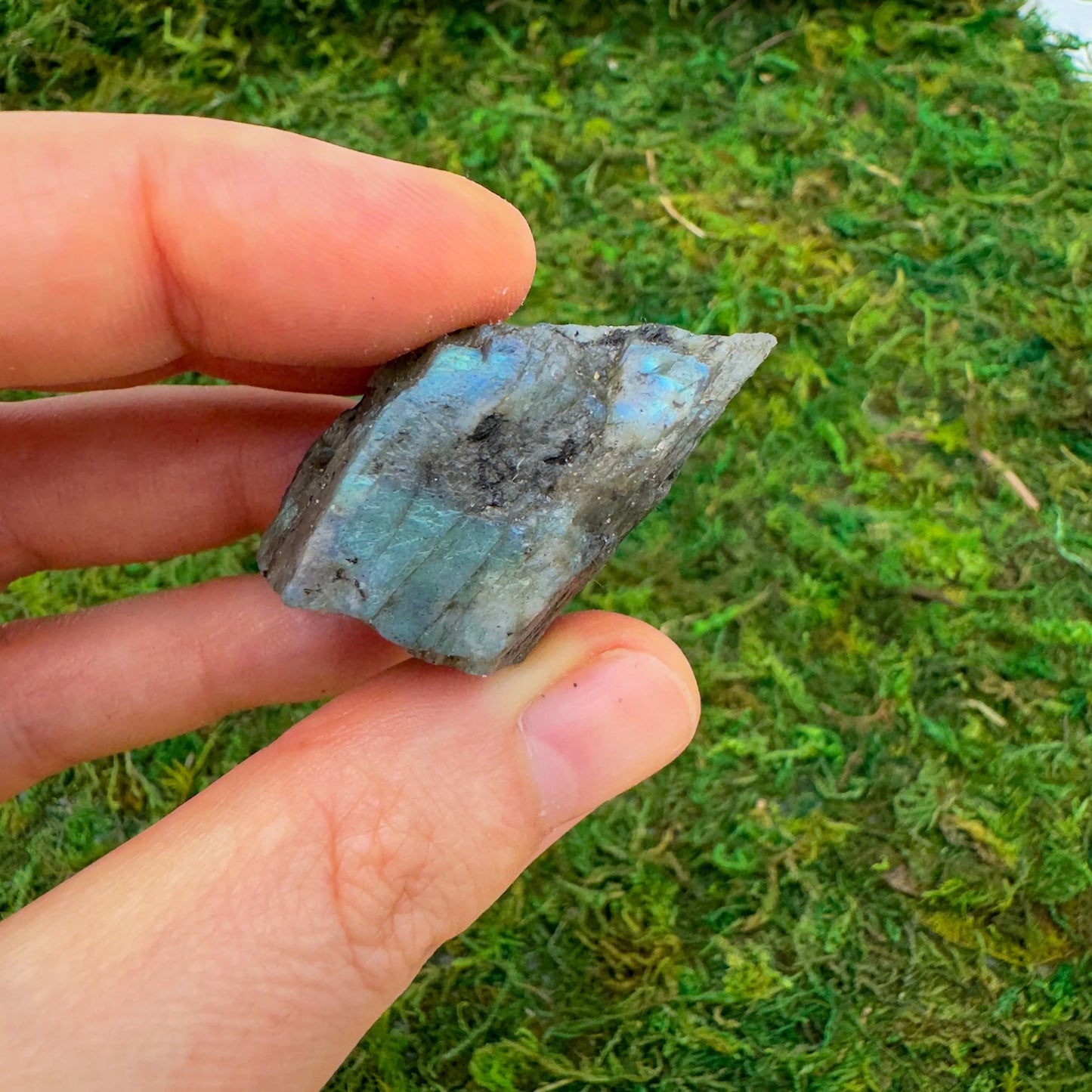 Full profile of Grade A Labradorite raw ready to ship from Beyond Bohemian