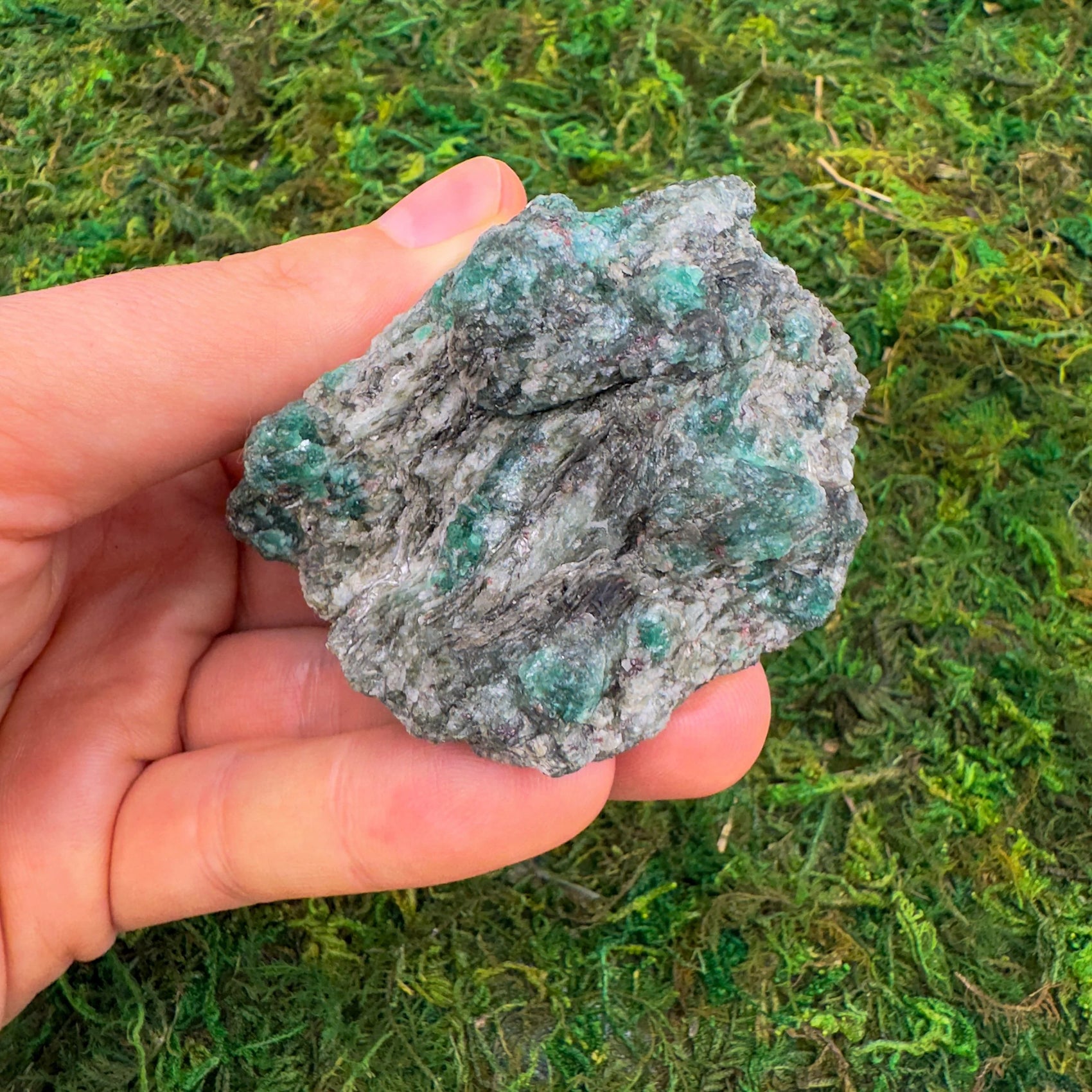 Full profile of Grade AA Emerald specimen ready to ship from Beyond Bohemian