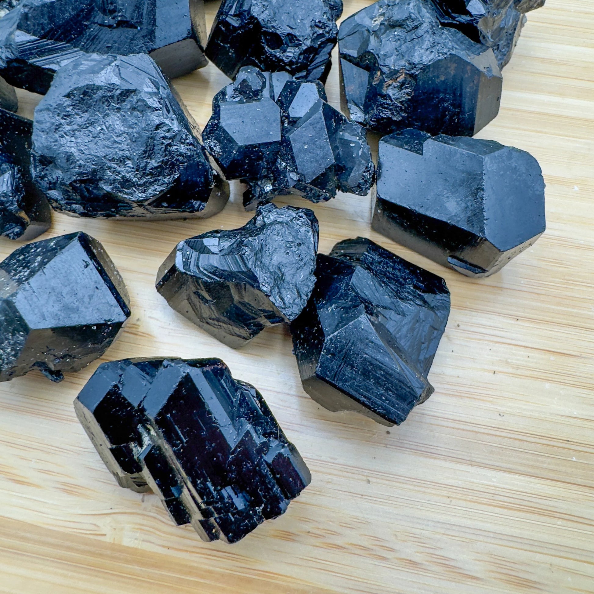 Full profile of Grade AA Black Tourmaline raw ready to ship from Beyond Bohemian