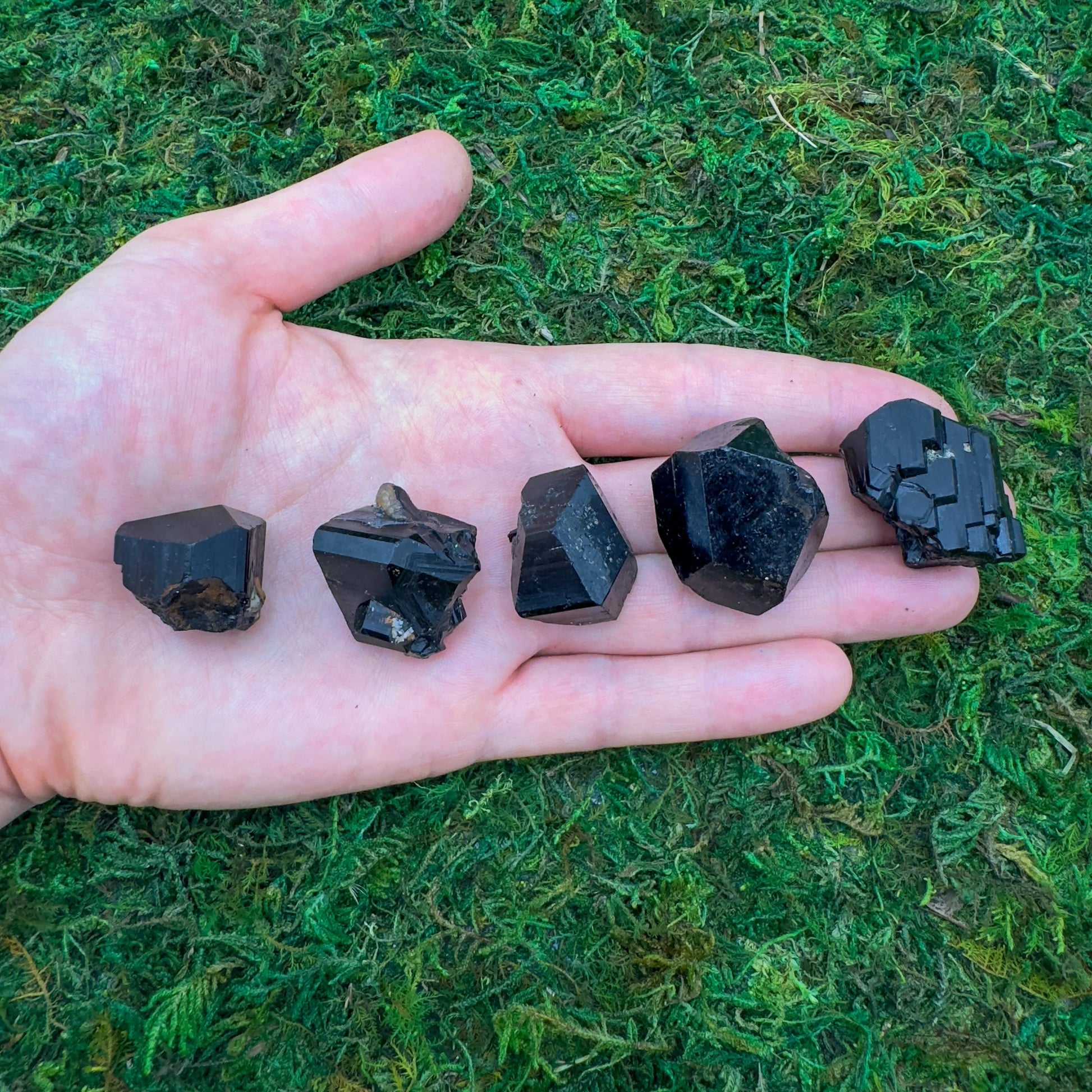 Alternate angle of Grade AA Black Tourmaline raw showing overall shape