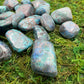 Full profile of Grade AA Azurite tumbled stone ready to ship from Beyond Bohemian