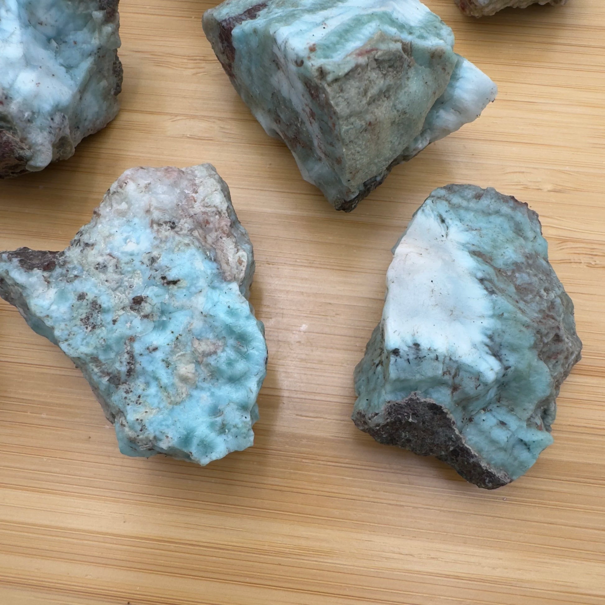 Larimar raw stone in Blue, White tones from Dominican Republic for Emotional Healing and Stress Relief