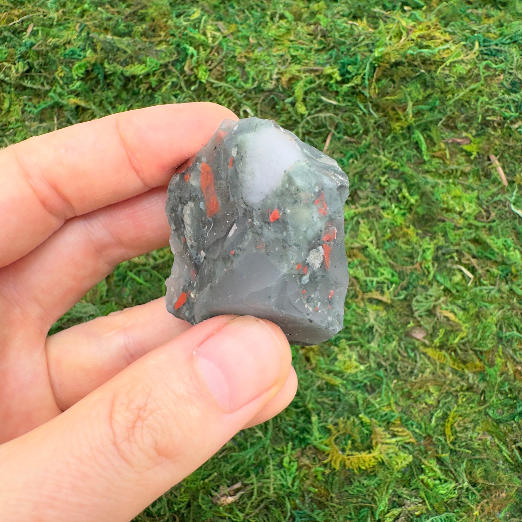 Bloodstone raw stone with Green, Red color, polished finish for mindful calm