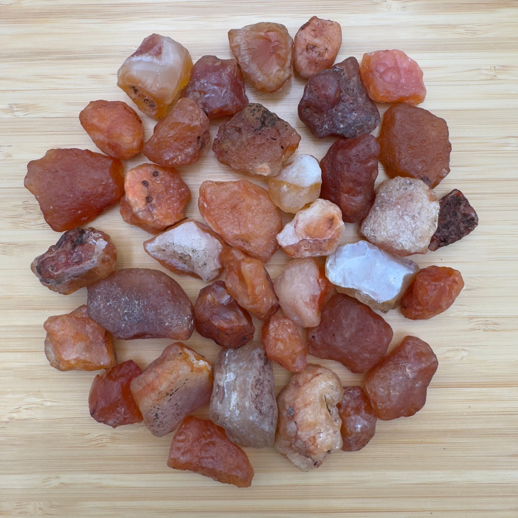 Carnelian raw stone in Orange, Red tones, ethically sourced for Confidence and Creativity