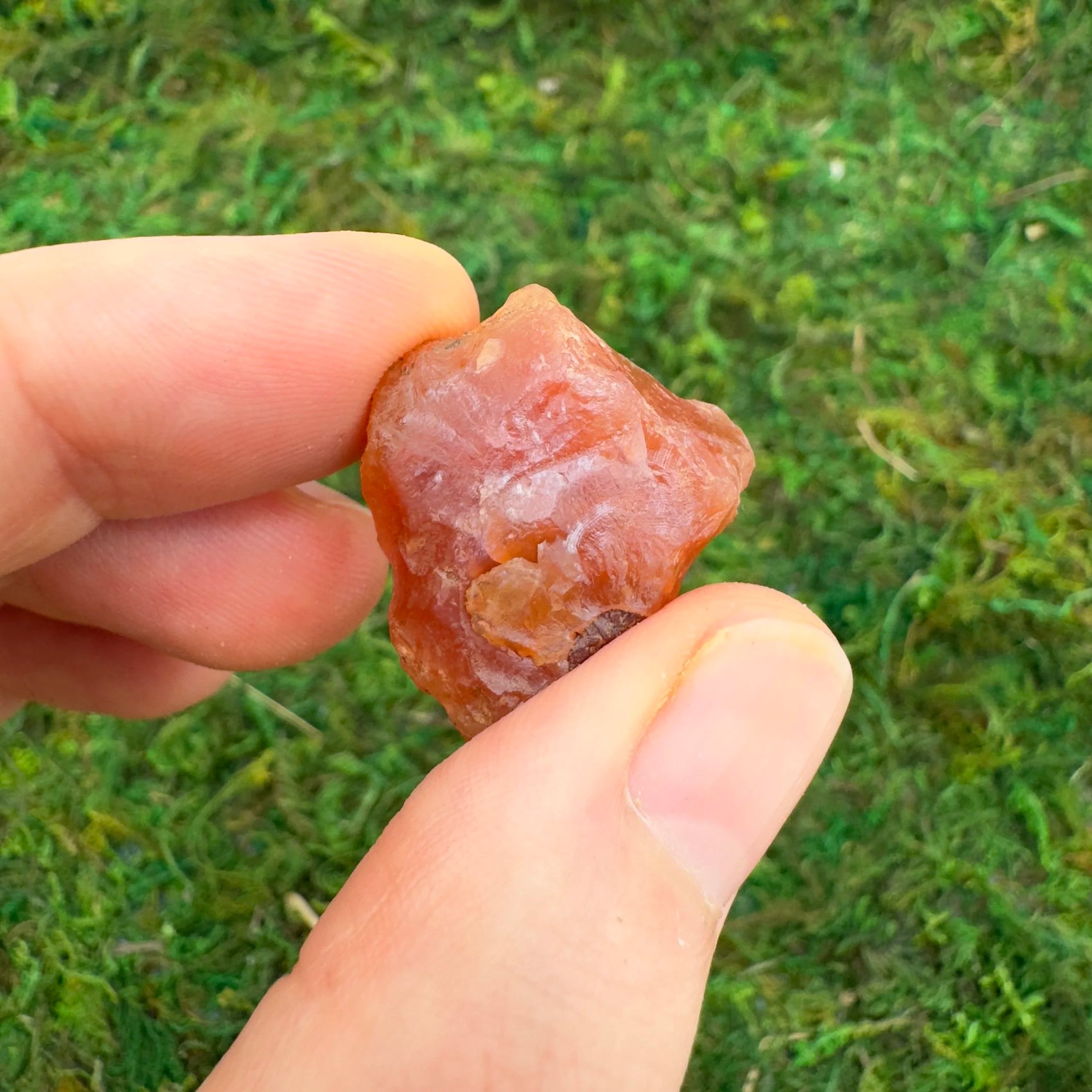 Close-up of Carnelian raw stone, soothing wellness stone for Confidence