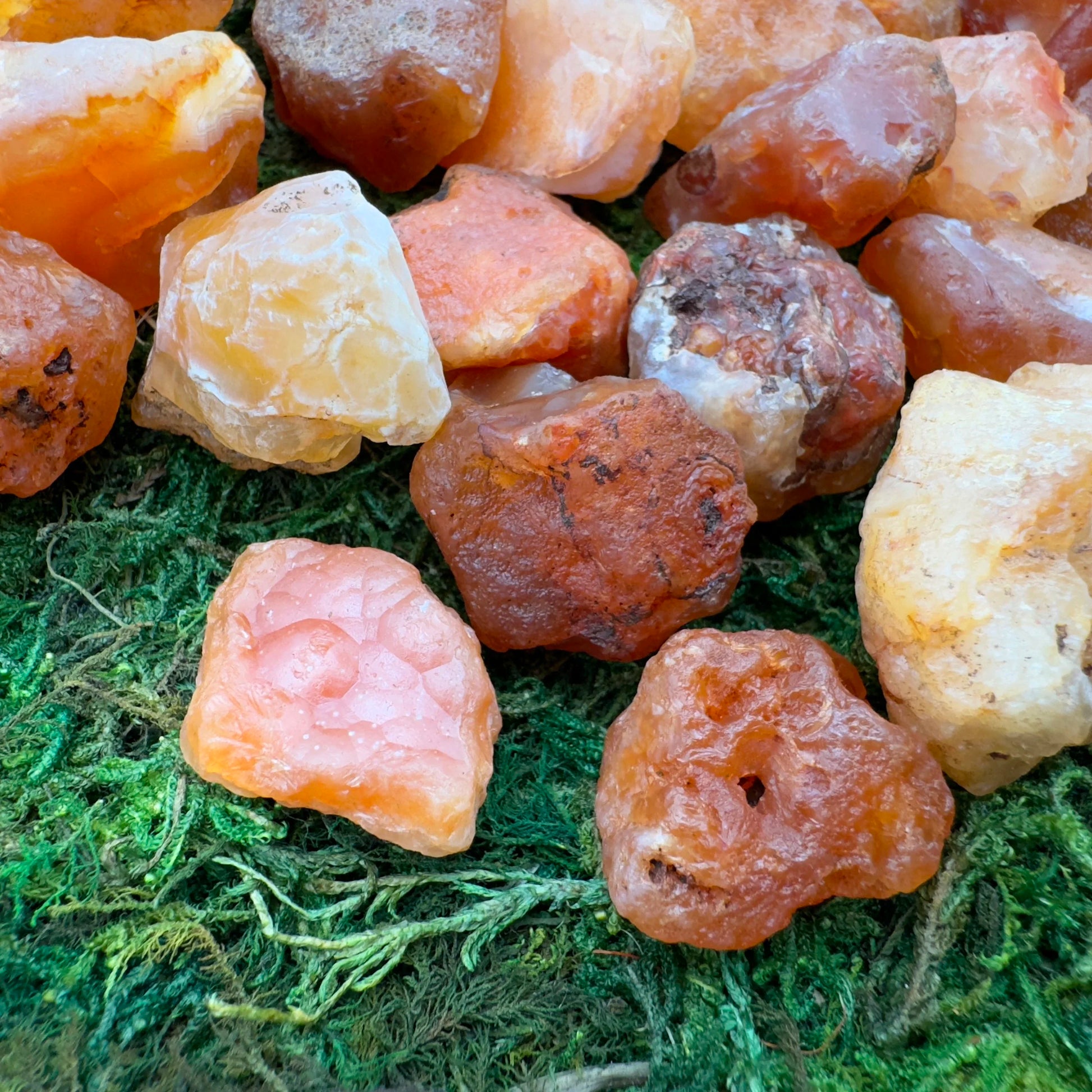 Full profile of Grade A Carnelian raw ready to ship from Beyond Bohemian