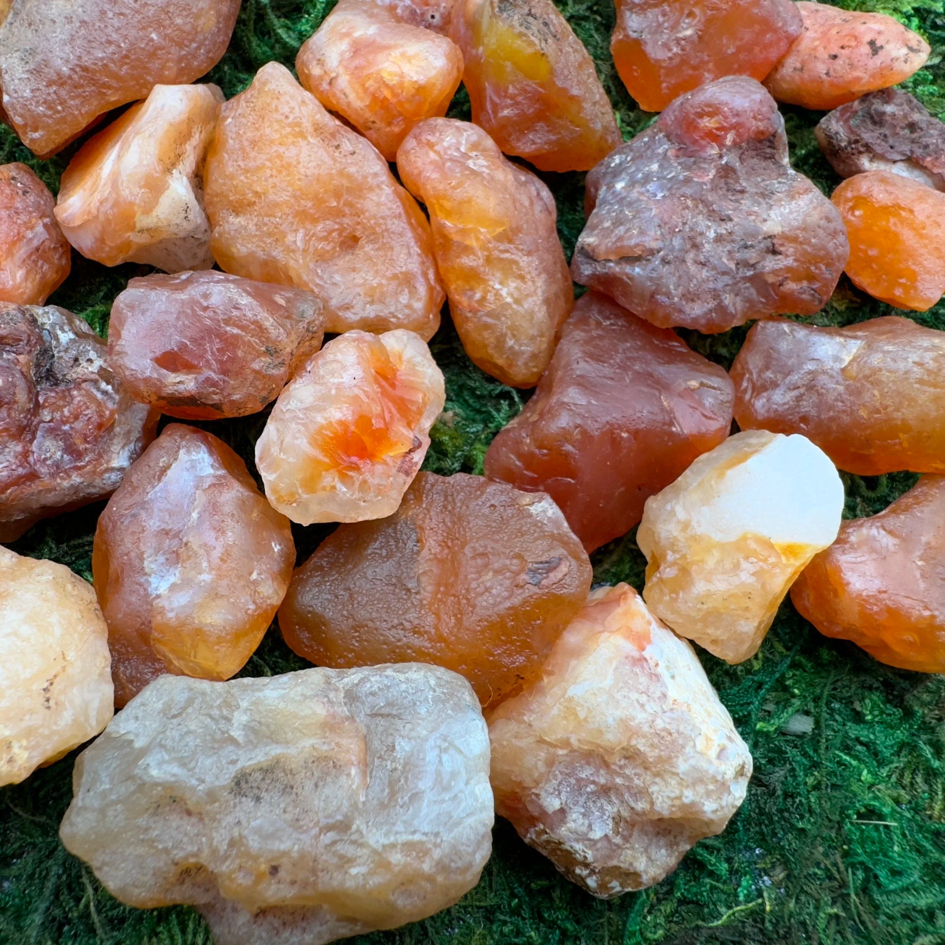Full profile of Grade A Carnelian raw ready to ship from Beyond Bohemian