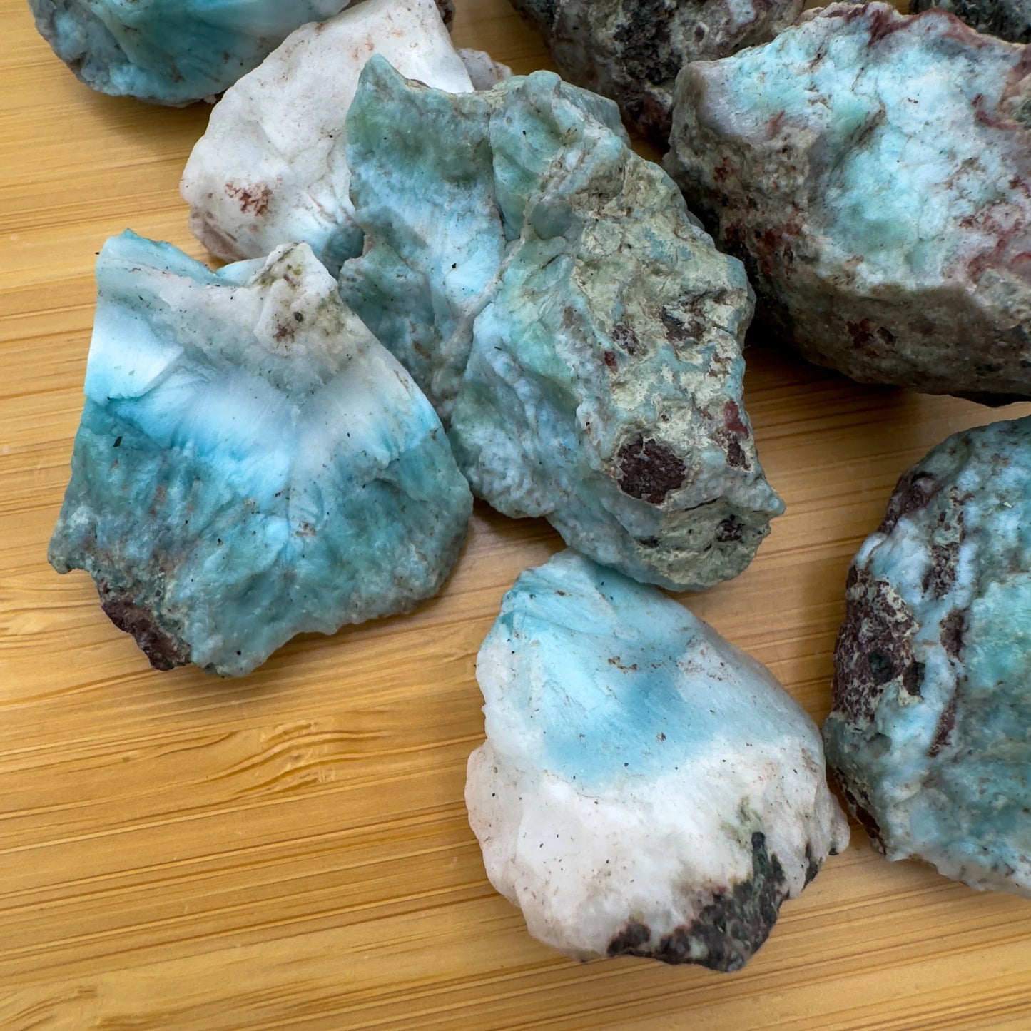 Larimar raw stone in Blue, White tones from Dominican Republic for Emotional Healing and Stress Relief