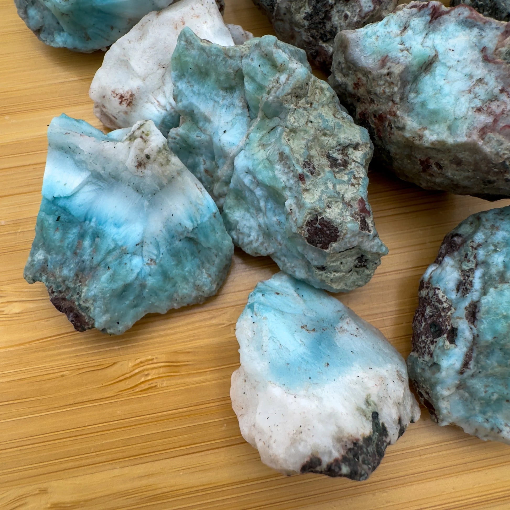 Larimar raw stone in Blue, White tones from Dominican Republic for Emotional Healing and Stress Relief