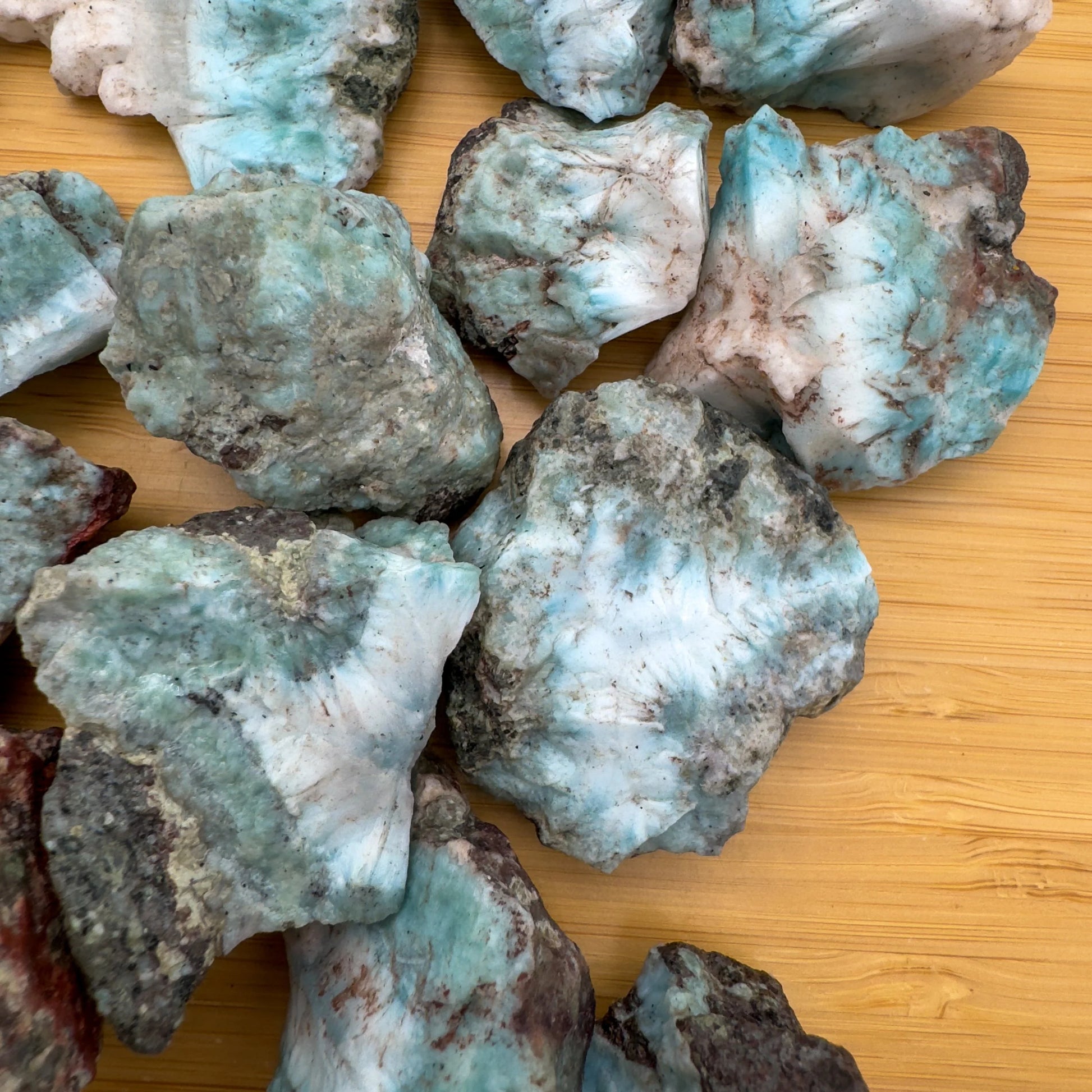 Larimar raw stone from Dominican Republic with Blue, White color, polished finish for mindful calm