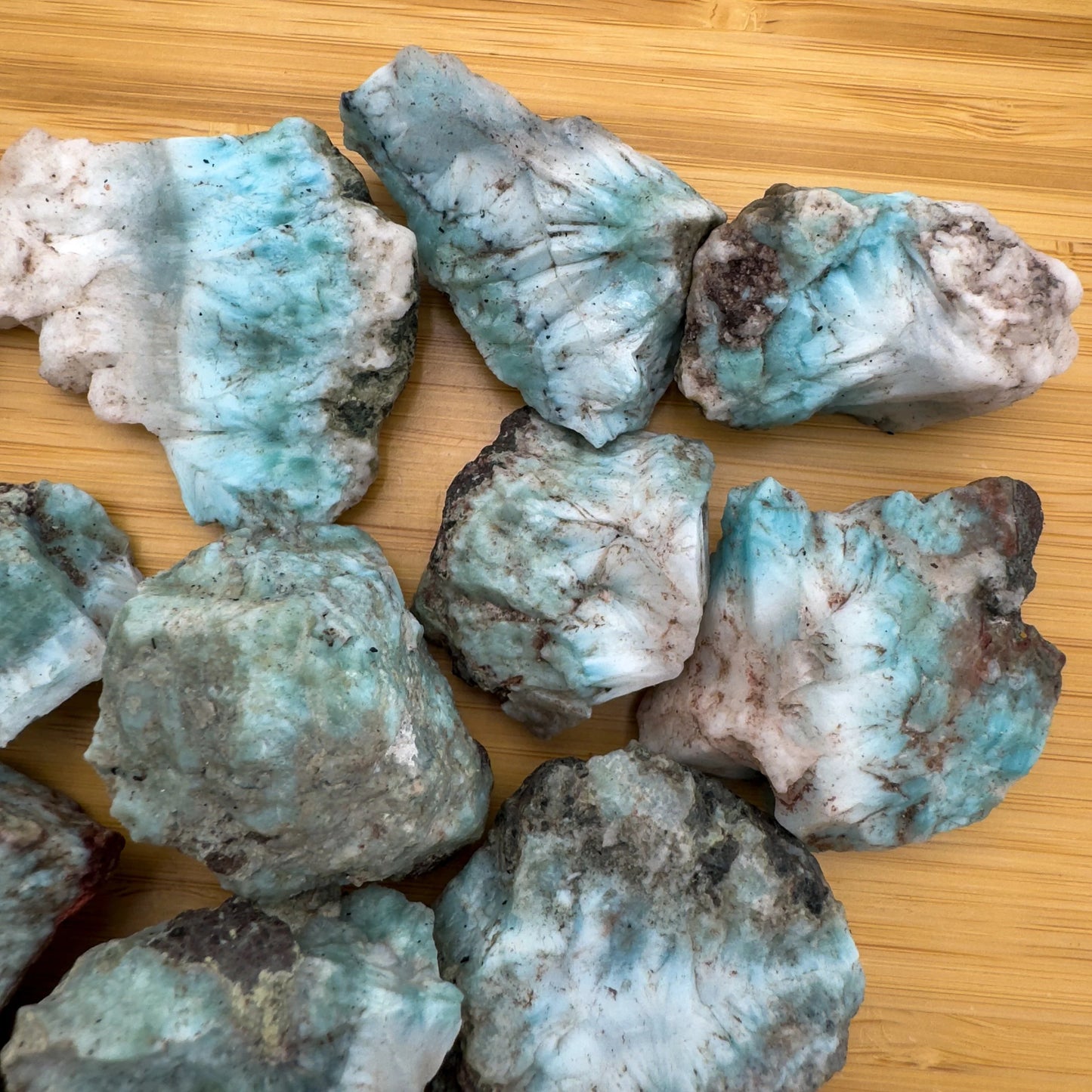 Bulk Larimar raw stones from Dominican Republic, Blue, White stones for Emotional Healing