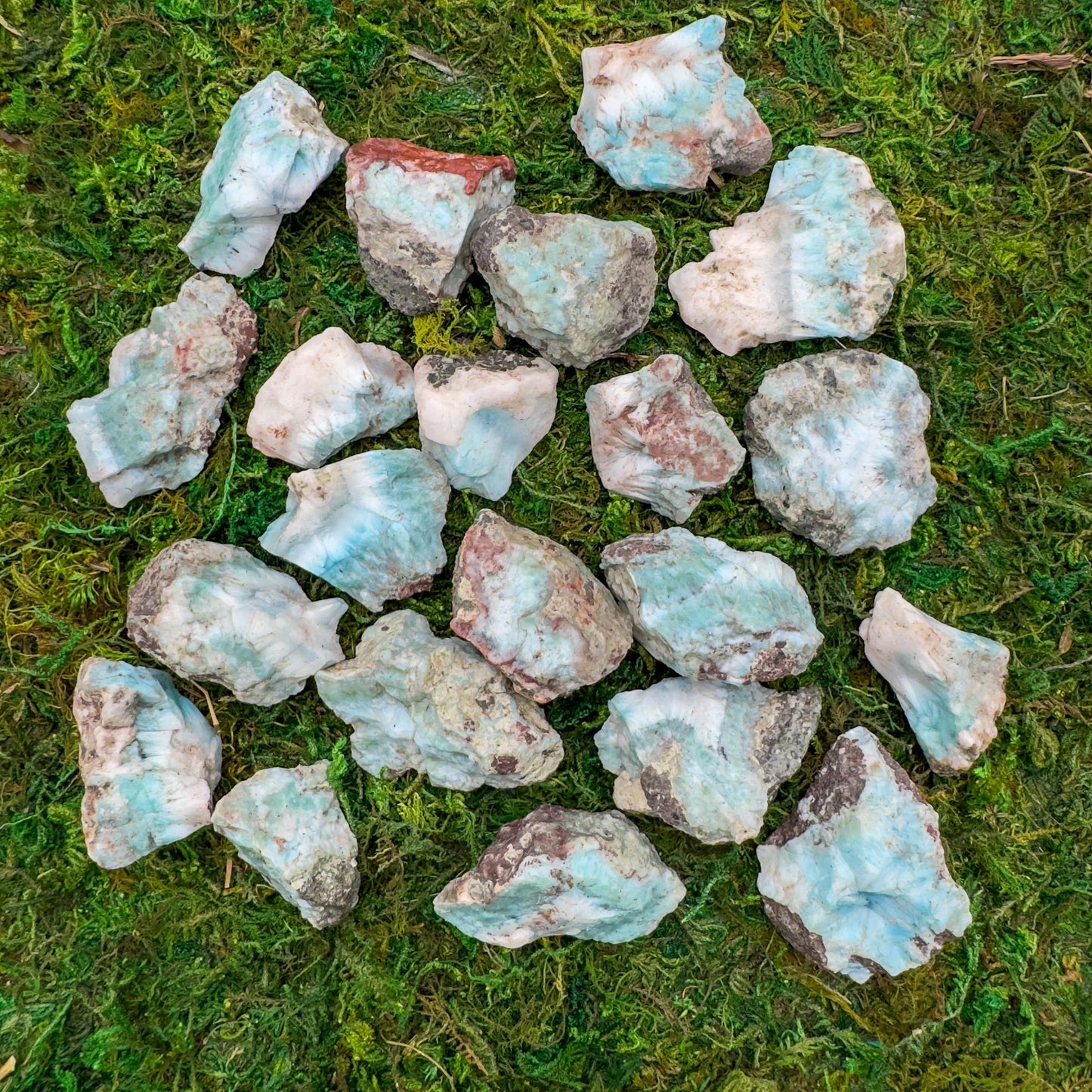 Larimar raw stone from Dominican Republic with Blue, White color, polished finish for mindful calm