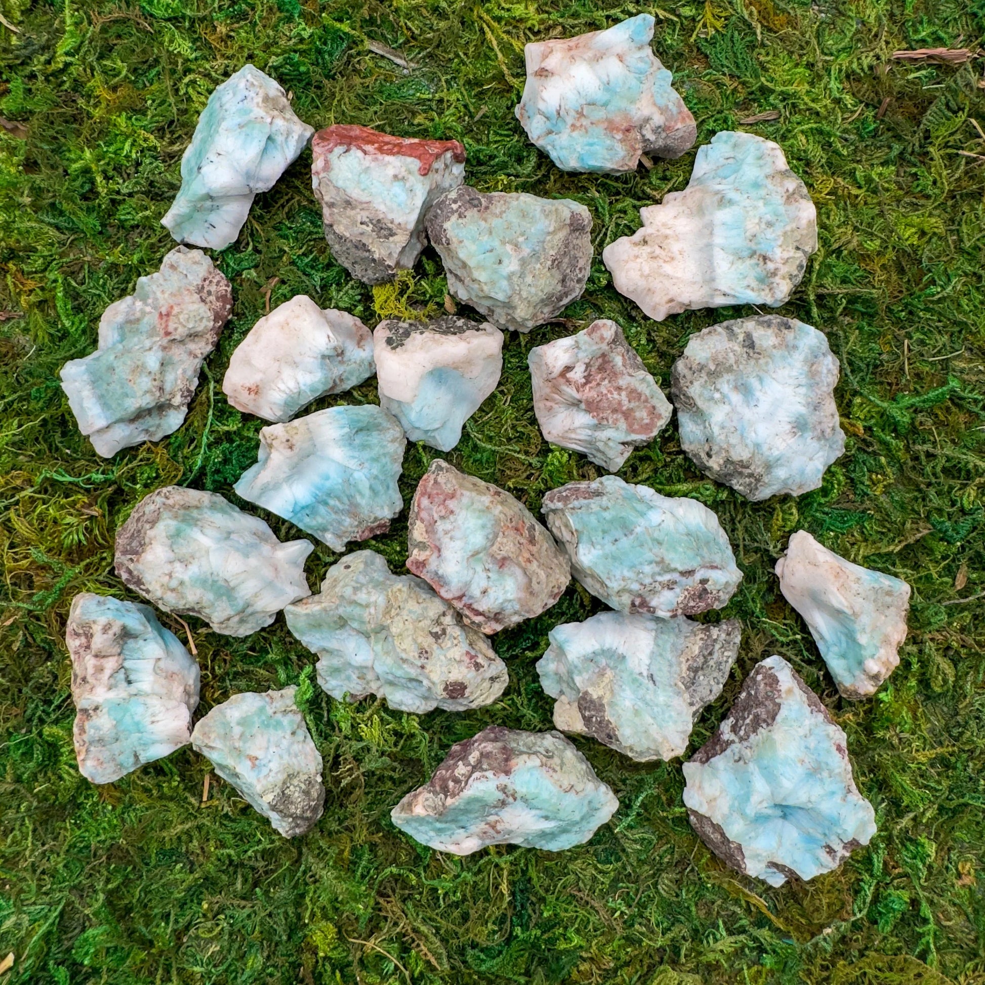 Larimar raw stone from Dominican Republic with Blue, White color, polished finish for mindful calm