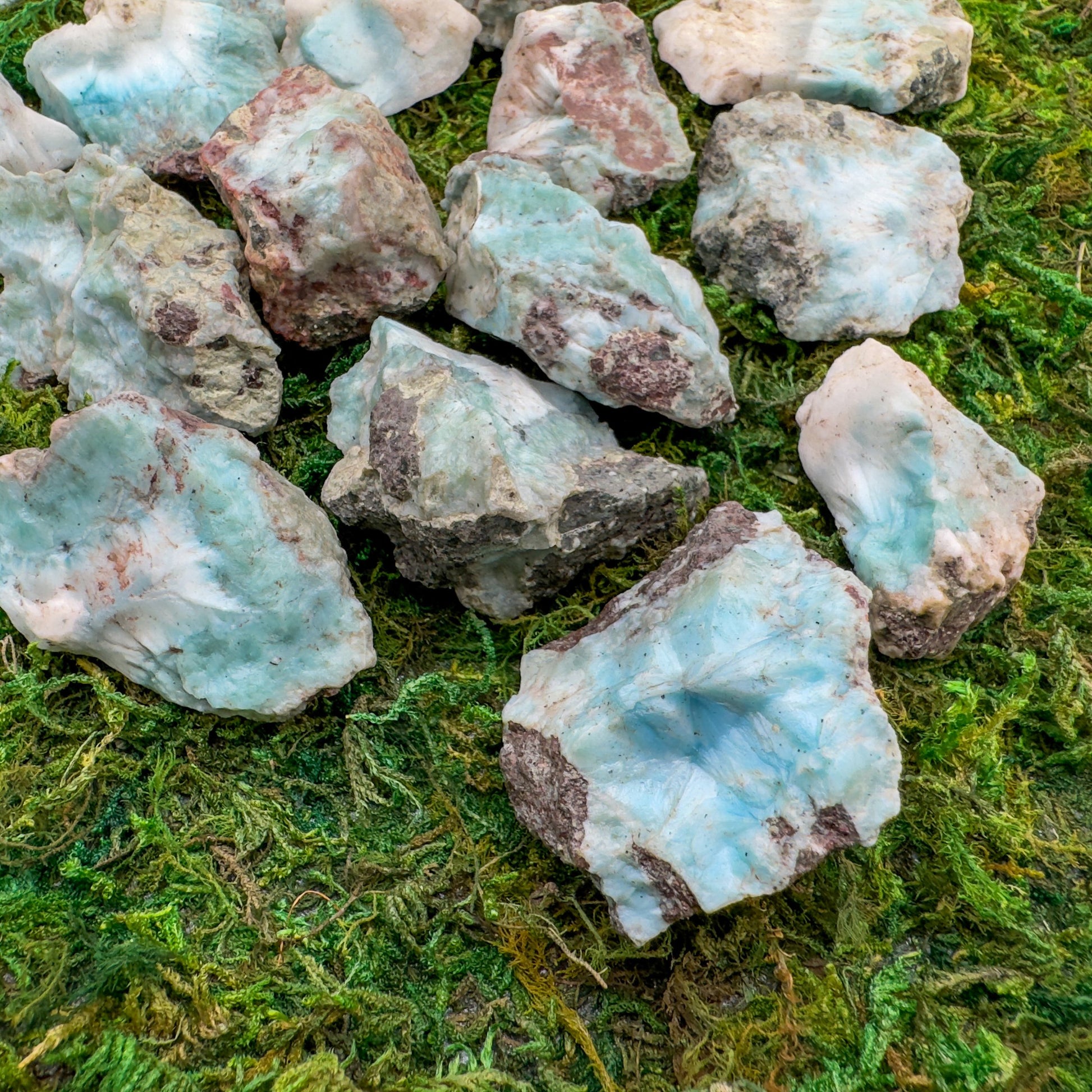 Larimar raw stones from Dominican Republic, Blue, White stones for Emotional Healing