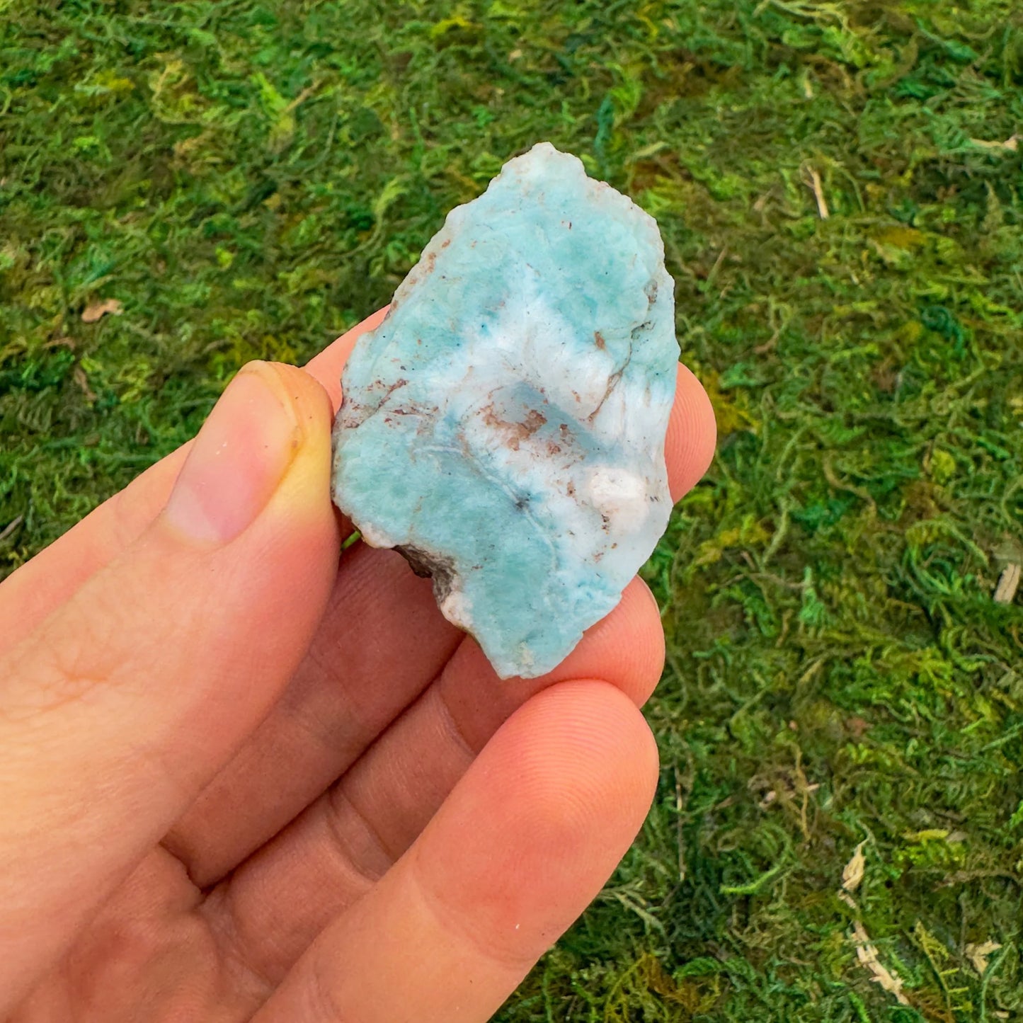 Larimar raw stone in Blue, White tones from Dominican Republic for Emotional Healing and Stress Relief