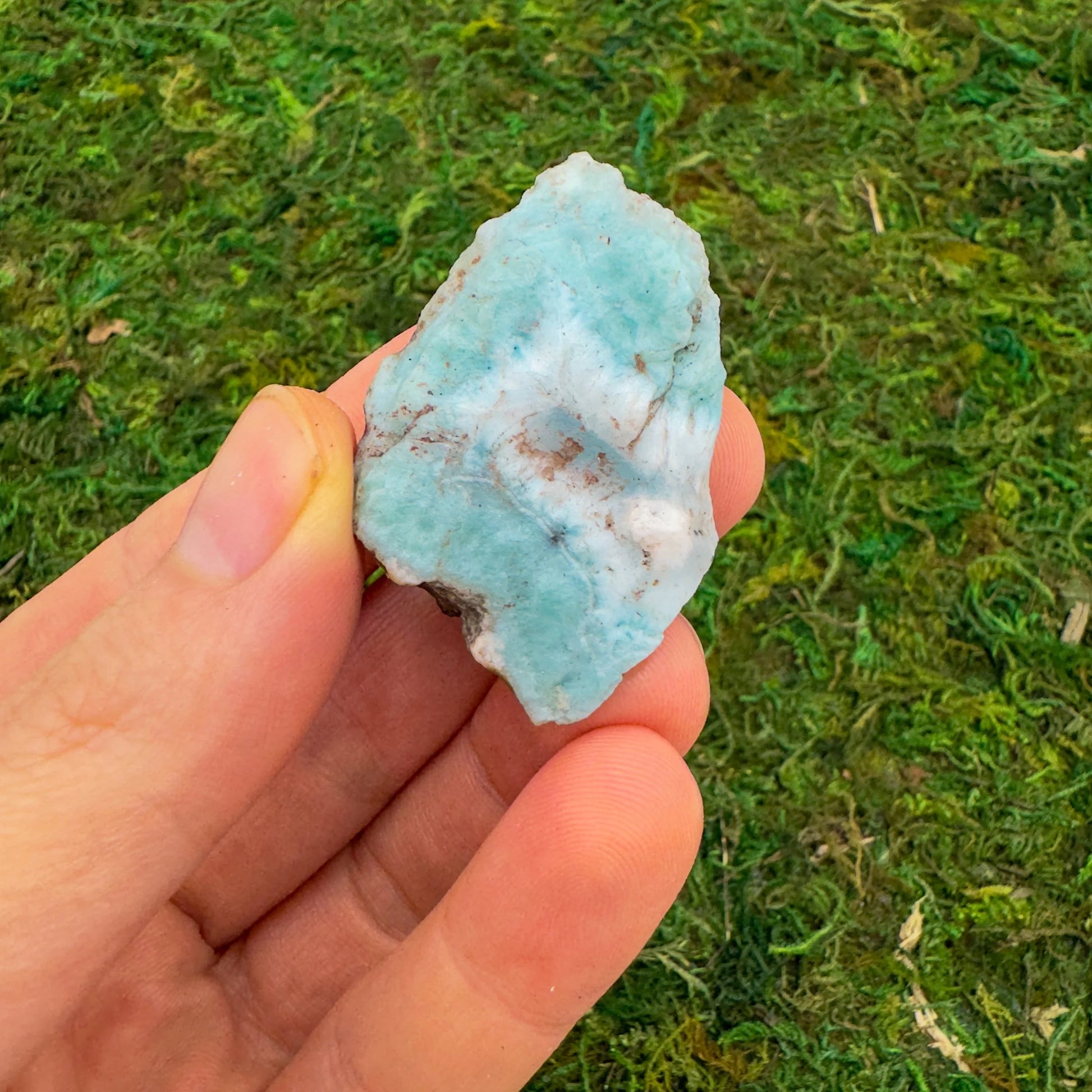 Larimar raw stone in Blue, White tones from Dominican Republic for Emotional Healing and Stress Relief