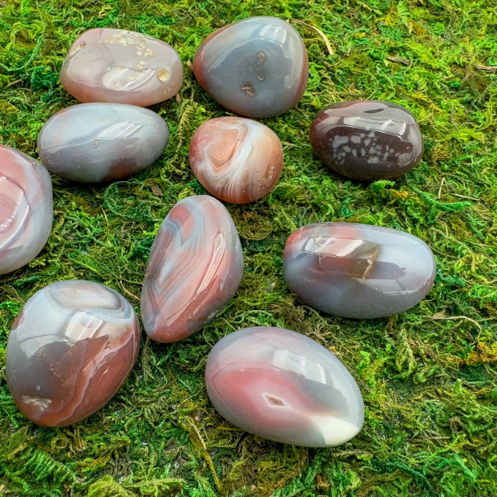 Full profile of Grade AA Red Agate tumbled stone ready to ship from Beyond Bohemian