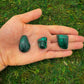 Full profile of Grade AA Malachite tumbled stone ready to ship from Beyond Bohemian