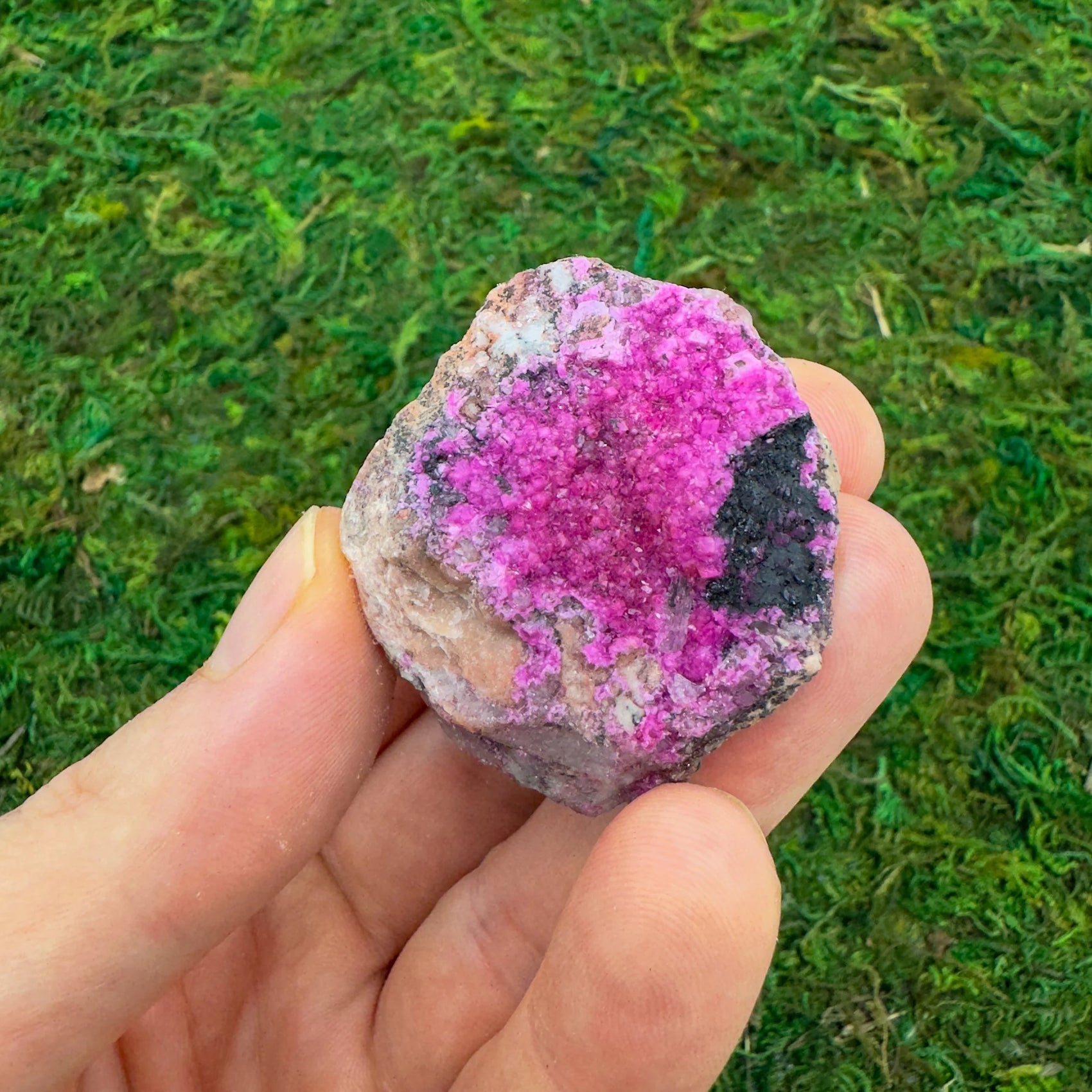 Full profile of Grade AA Cobalt Calcite raw ready to ship from Beyond Bohemian