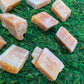 Full profile of Grade AA Orange Calcite raw ready to ship from Beyond Bohemian