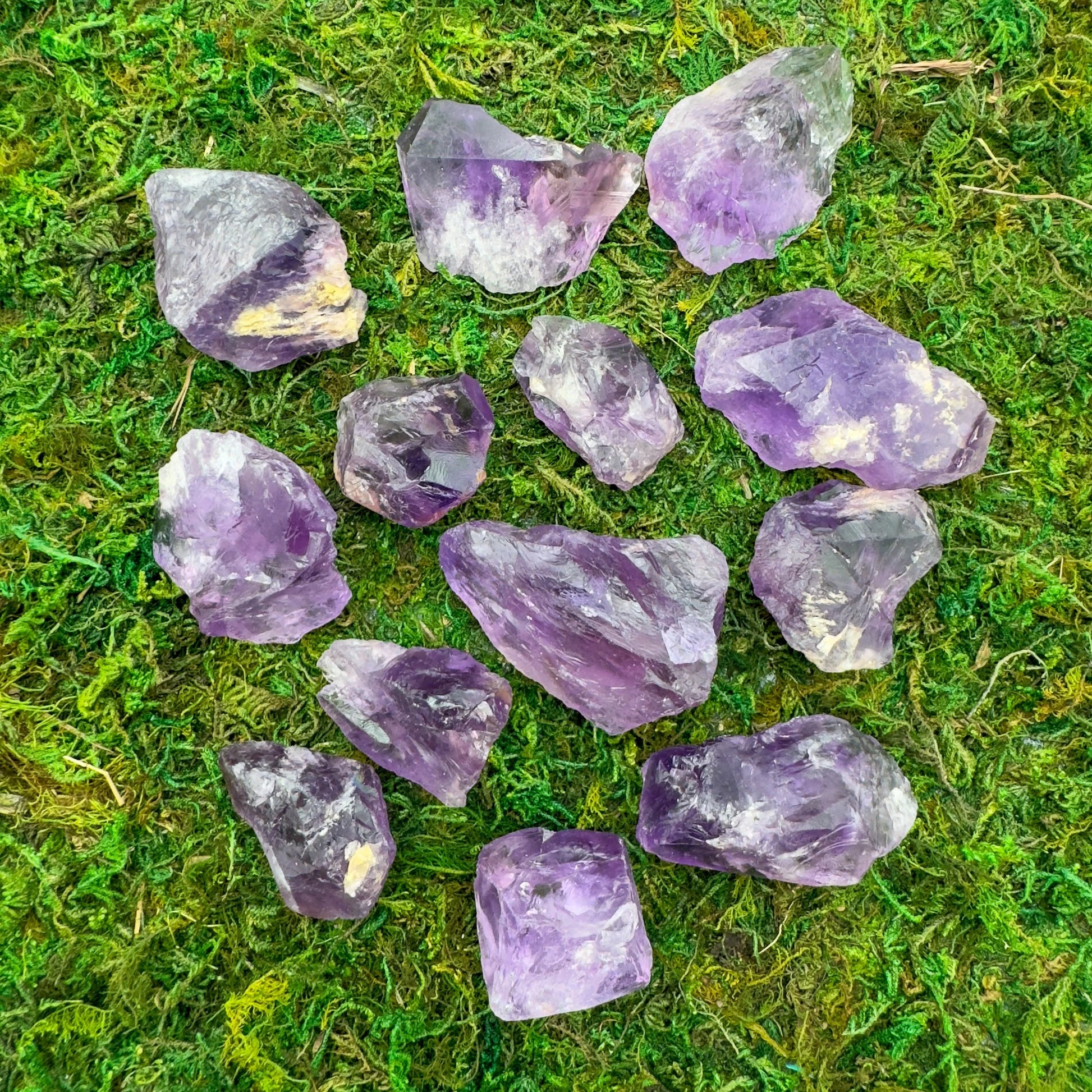 Full profile of Grade AA Amethyst raw ready to ship from Beyond Bohemian