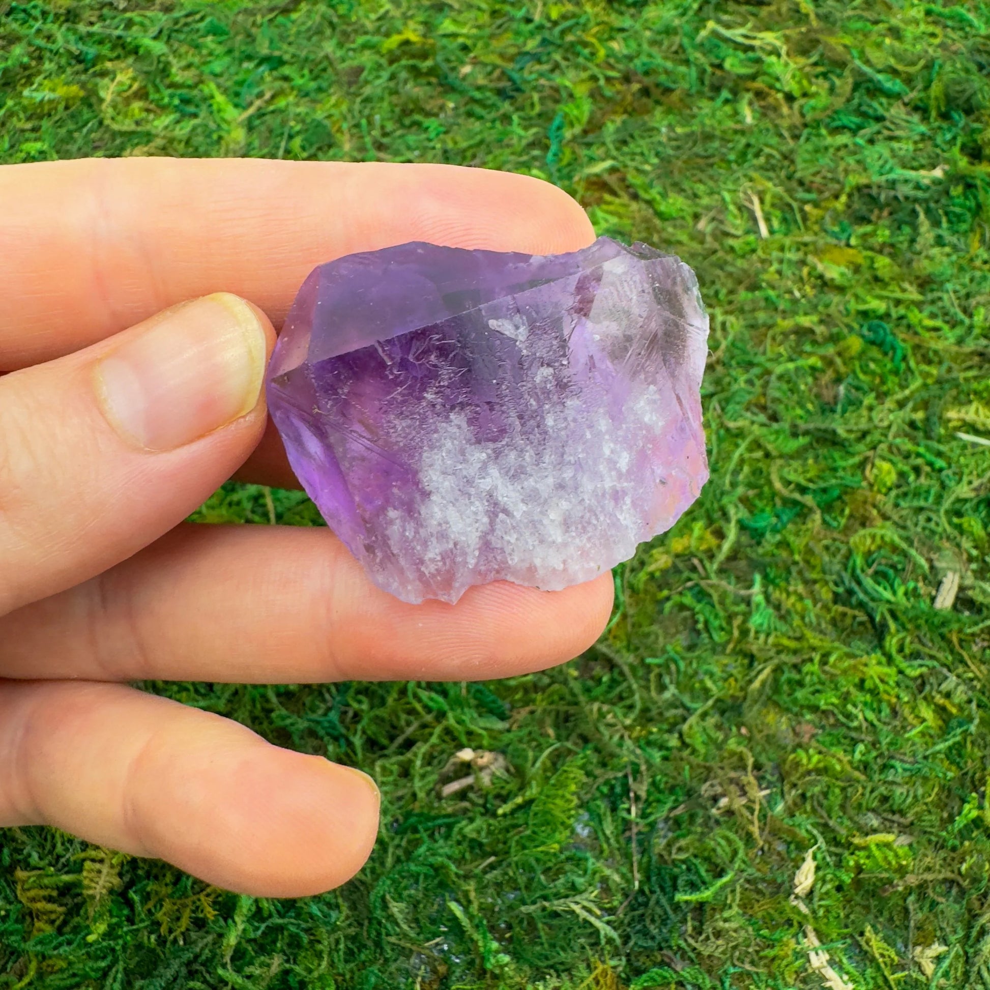 Full profile of Grade AA Amethyst raw ready to ship from Beyond Bohemian
