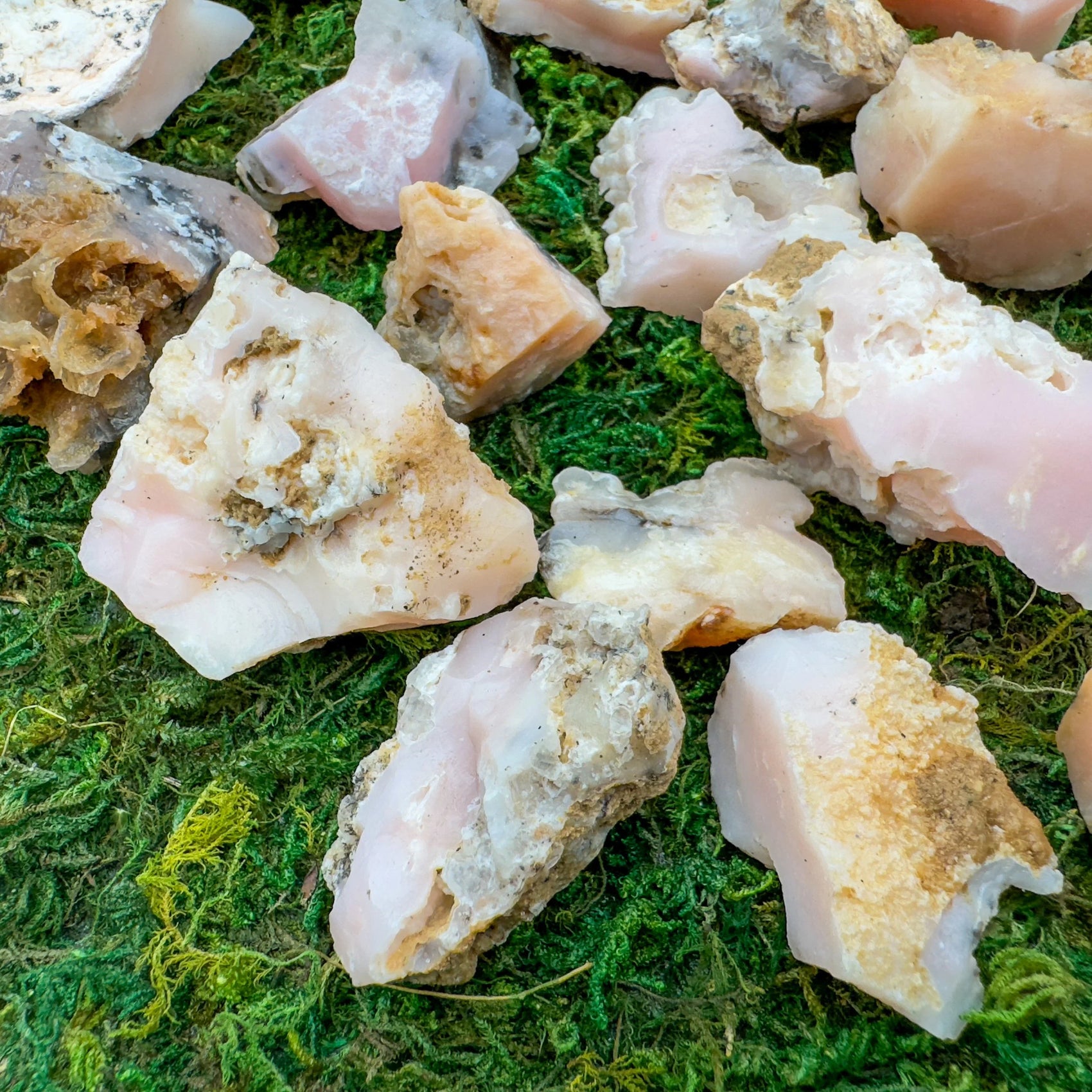 Pink Opal raw stone in Pink tones from Peru for Emotional Healing and Stress Relief