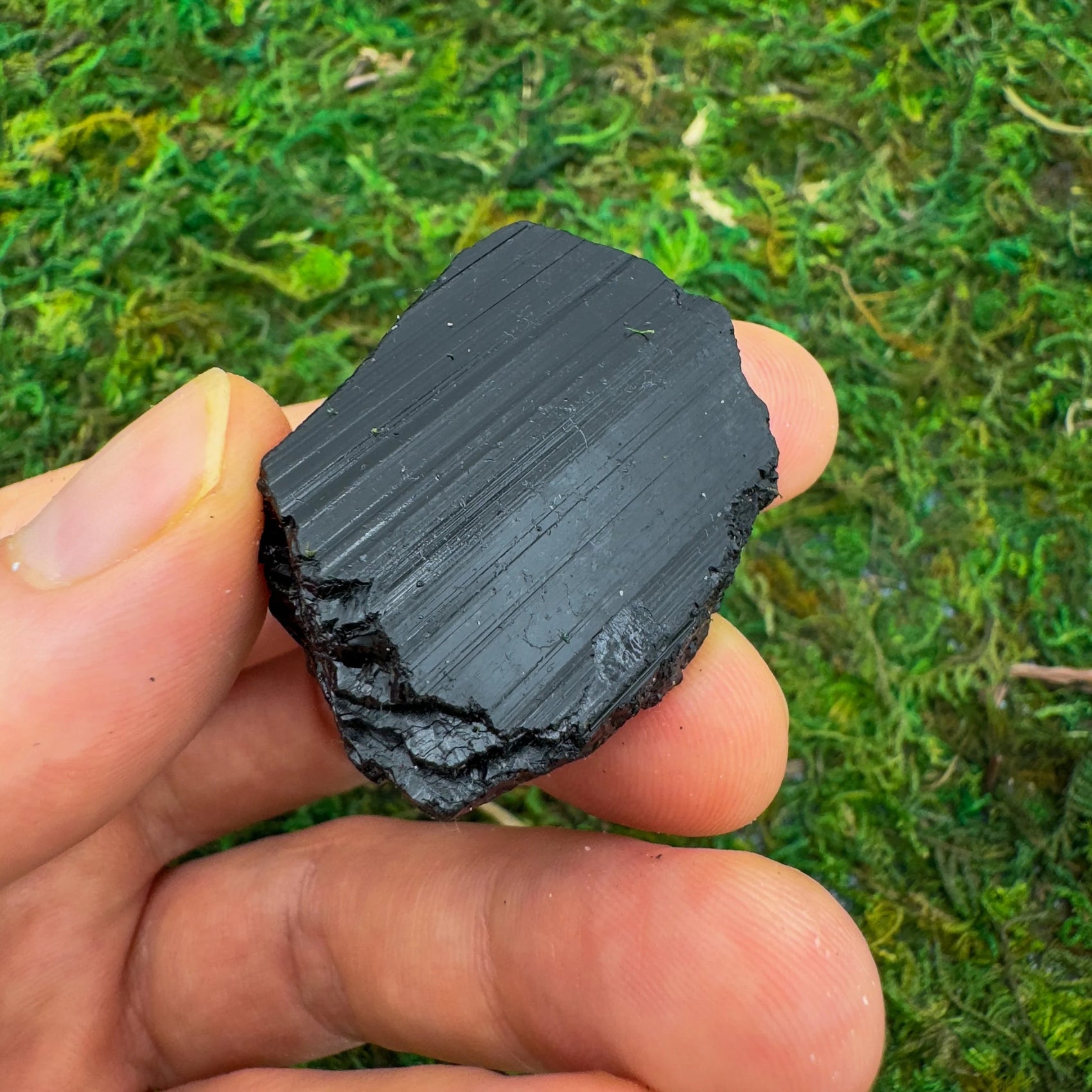 Black Tourmaline raw crystal from Brazil with Black color, polished finish for mindful calm