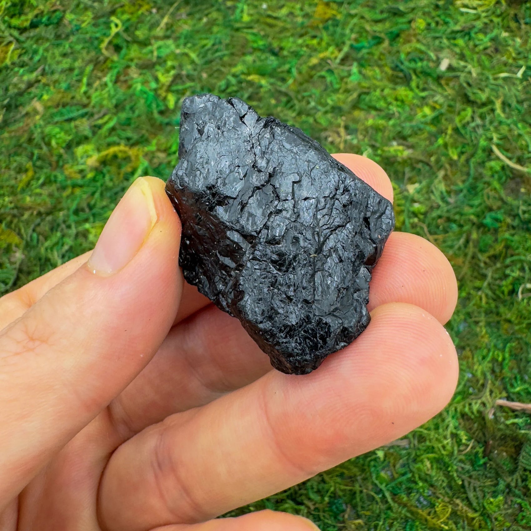 Handheld Black Tourmaline raw crystal from Brazil for meditation, Stress Relief and Cleansing