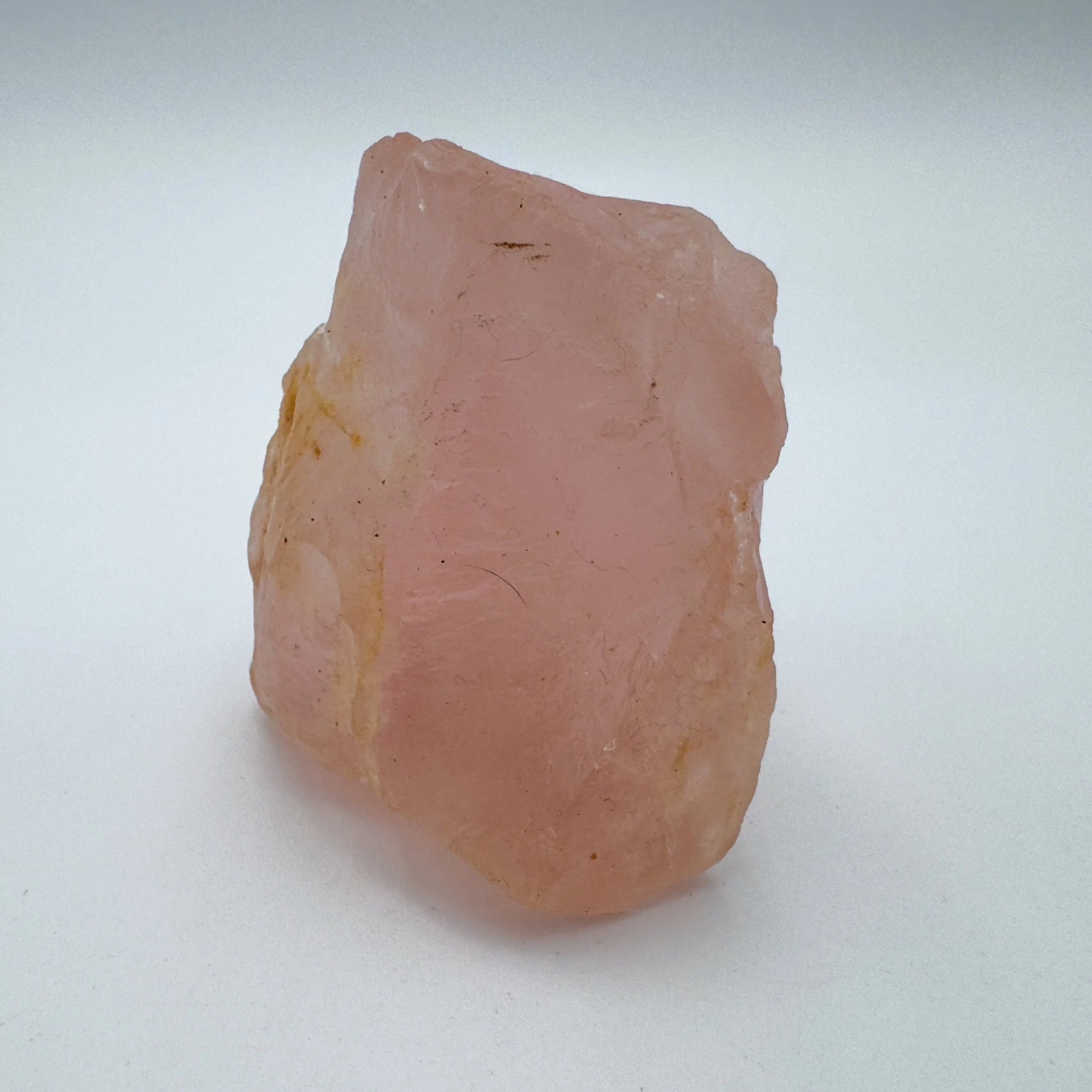 Overhead angle of Rose Quartz specimen, for Love, from Madagascar.