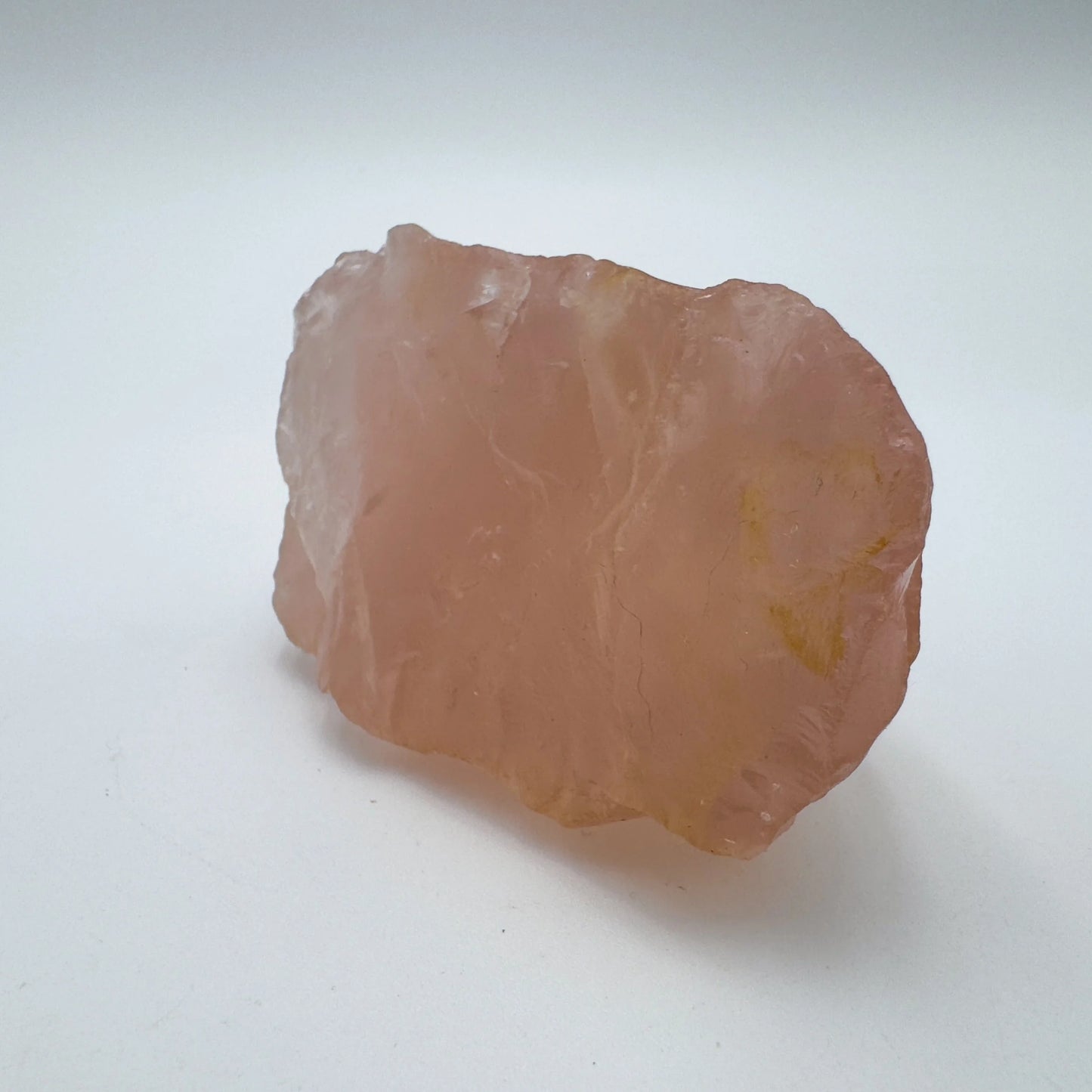 Reverse angle of Rose Quartz specimen, sourced from Alaotra-Mangoro, Madagascar, showing raw matrix.