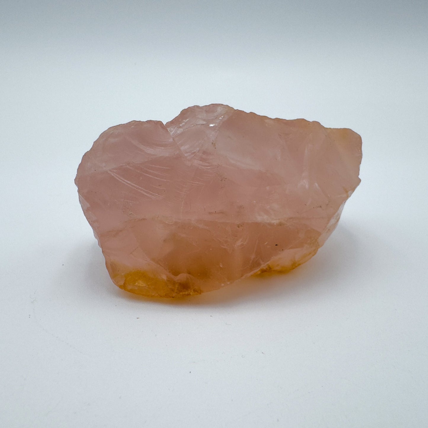 Scale reference of a single Rose Quartz specimen sourced from Madagascar.